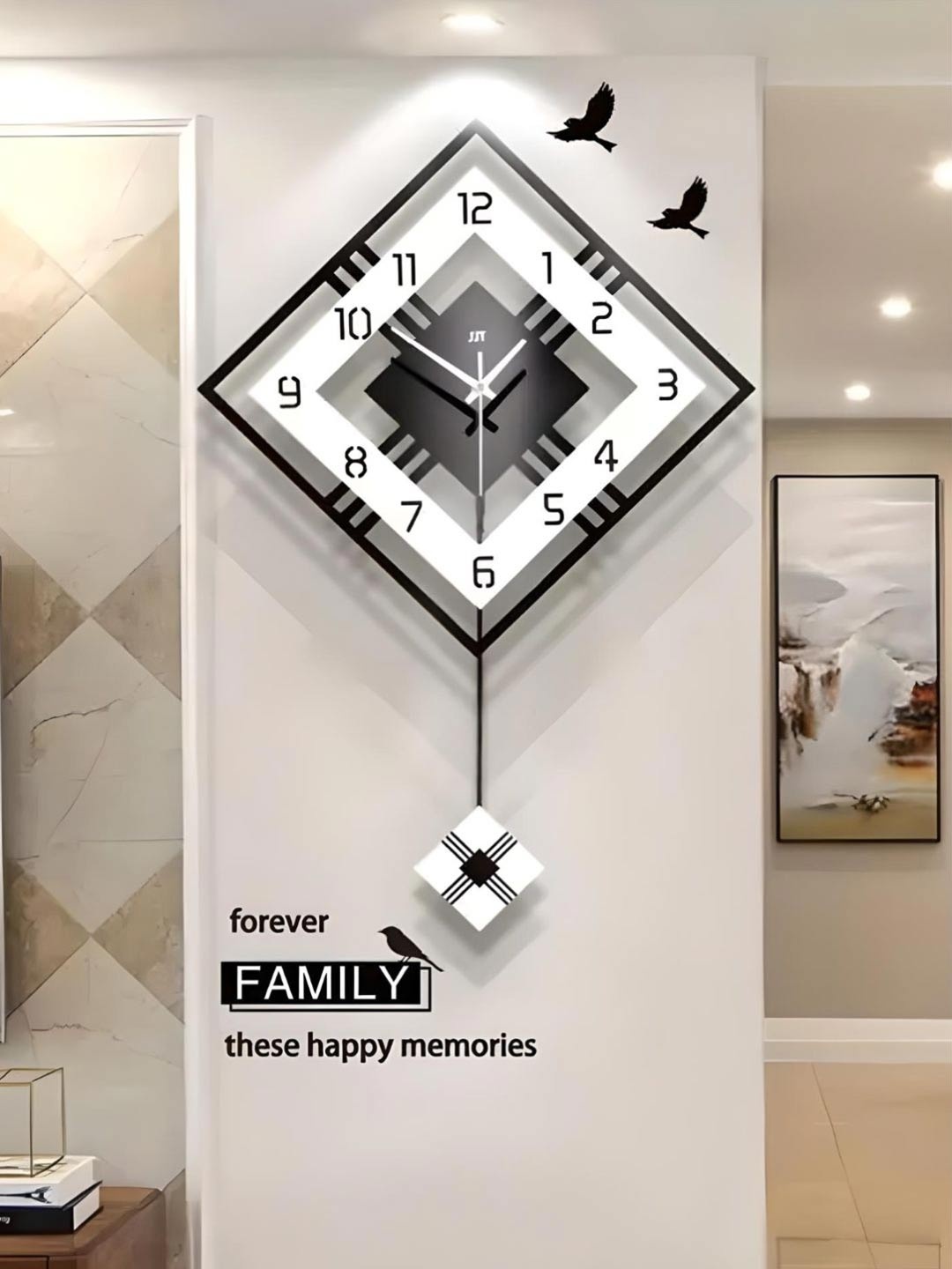 

The Art House White & Black Square Shaped Metal Wall Clock