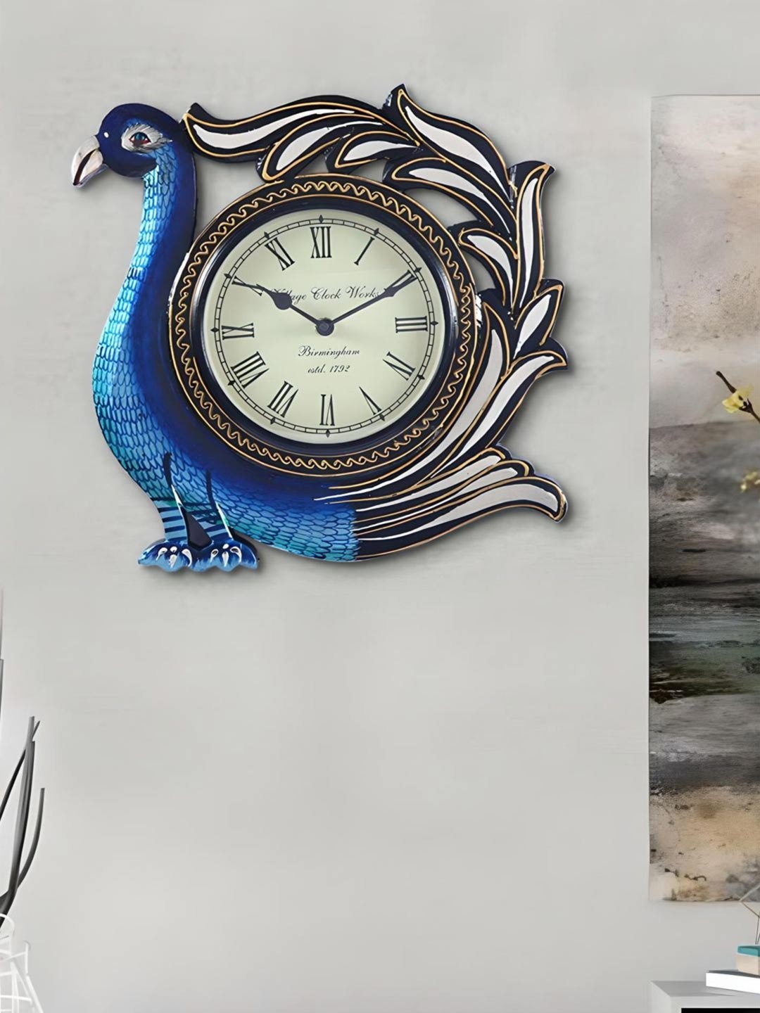 

The Art House Blue & White Textured Bird Shaped Metal Wall Clock