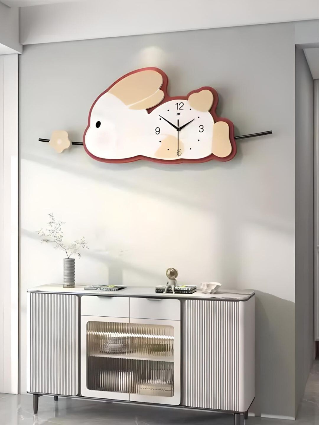 

The Art House White & Beige Printed Abstract Shaped Metal Wall Clock