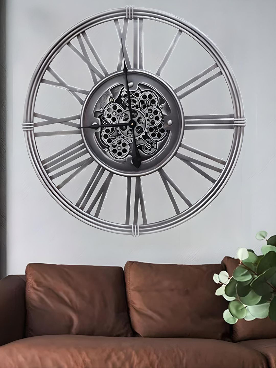 

The Art House Silver Toned Textured Round Shaped Contemporary Wall Clock
