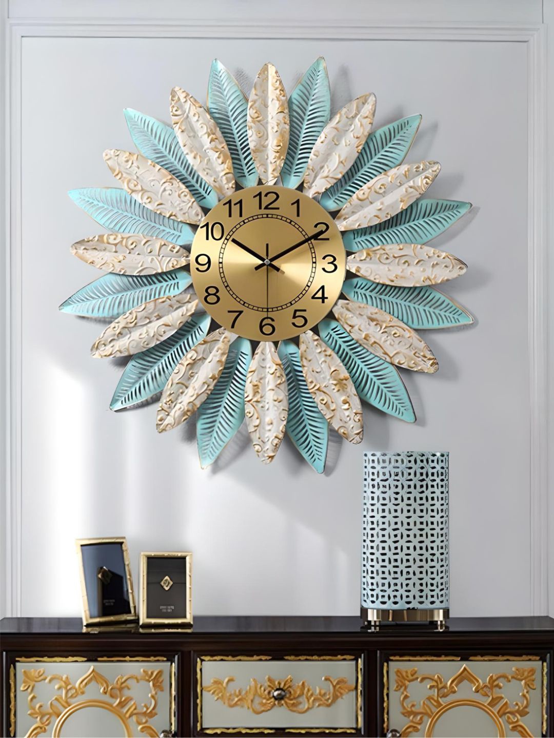 

The Art House Blue & Gold Toned Textured Abstract Shaped Contemporary Wall Clock
