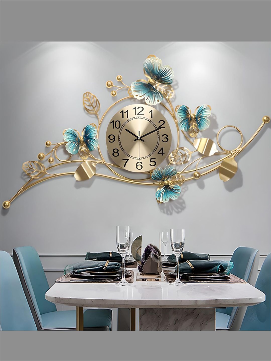 

The Art House Gold Toned & Blue Textured Abstract Shaped Contemporary Wall Clock