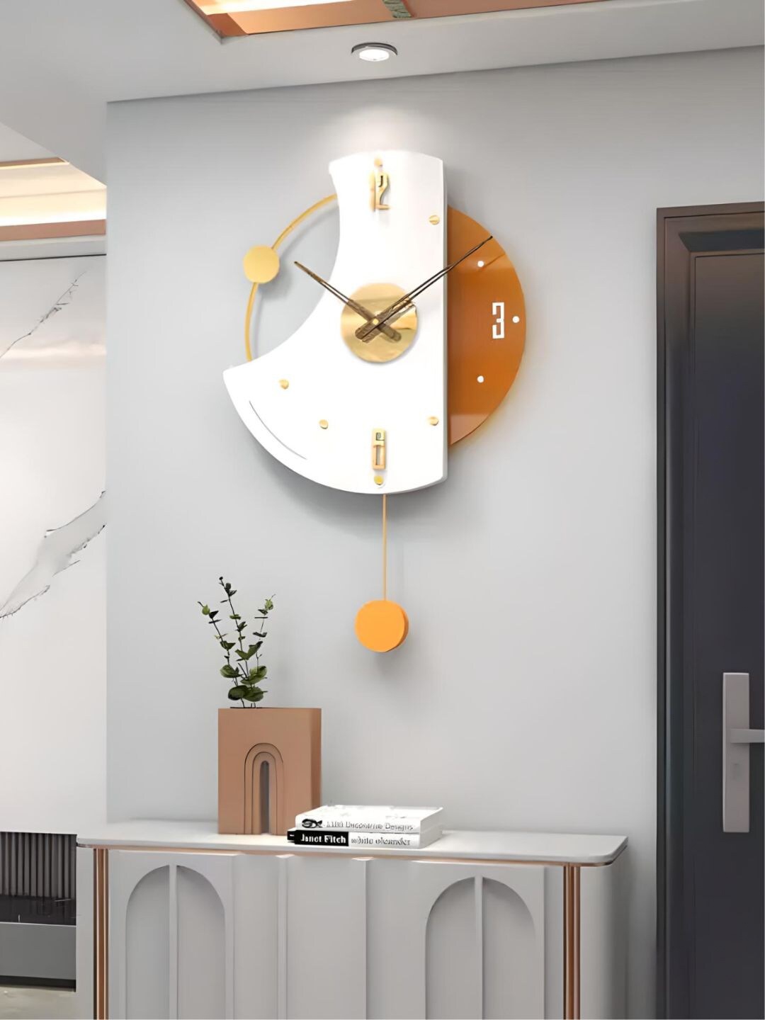 

The Art House White & Mustard Textured Abstract Shaped Contemporary Wall Clock