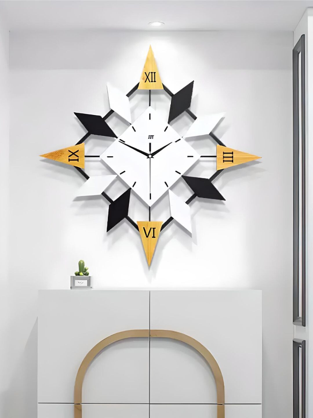 

The Art House Black & White Textured Abstract Shaped Contemporary Wall Clock