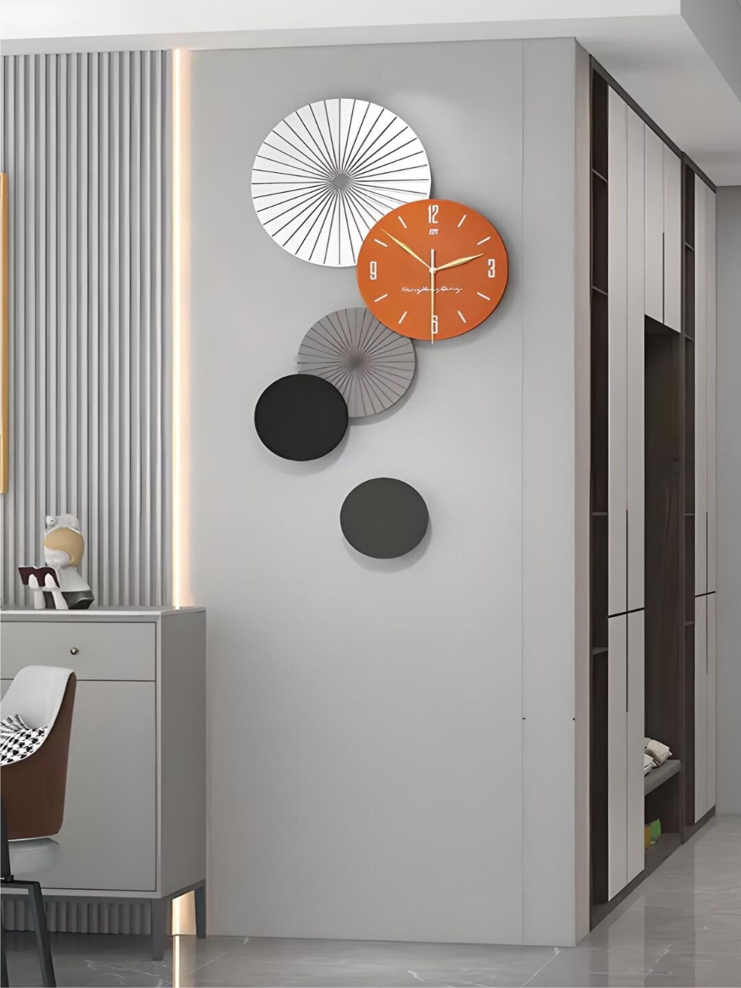 

The Art House White & Black Textured Abstract Shaped Contemporary Wall Clock