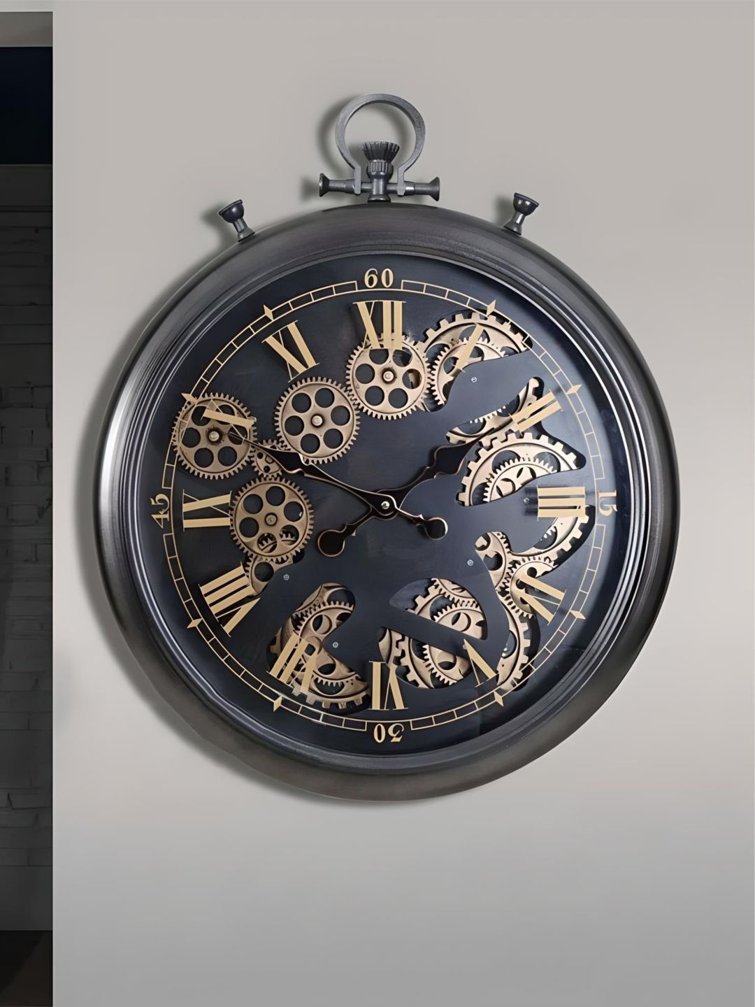 

The Art House Black & Gold Toned Textured Round Shaped Contemporary Wall Clock