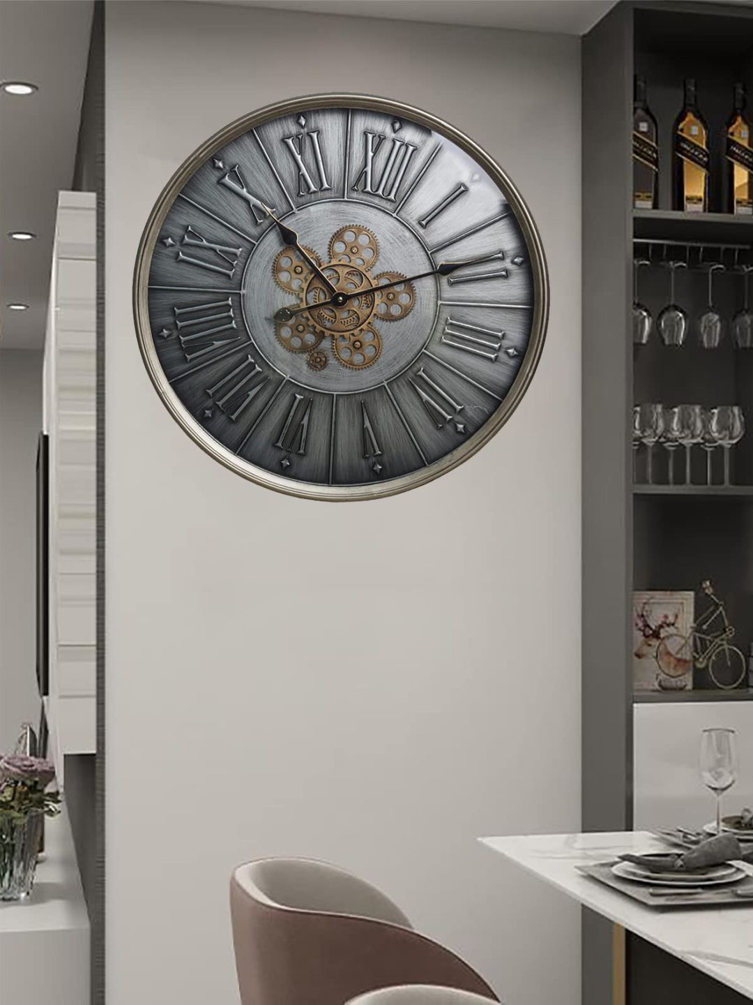 

The Art House Black Textured Round Shaped Contemporary Wall Clock