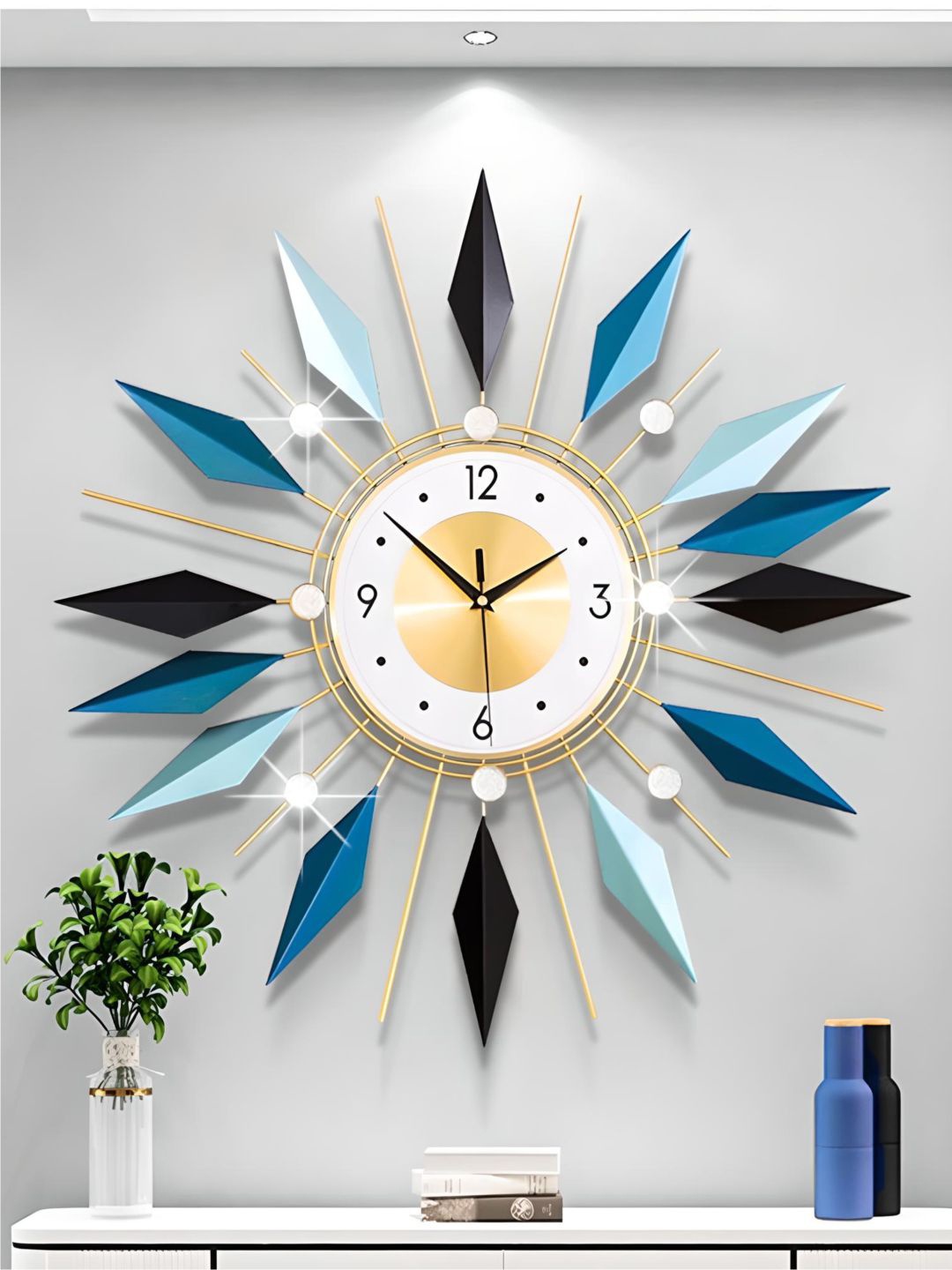 

The Art House Blue & Gold Toned Textured Abstract Shaped Contemporary Wall Clock