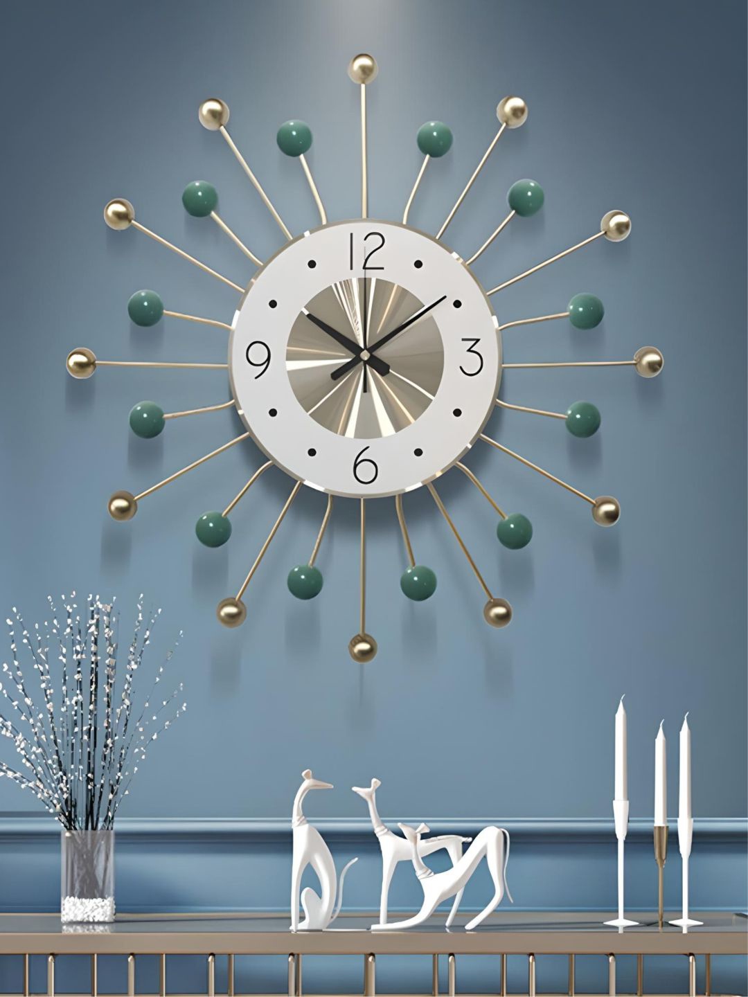 

The Art House Gold Toned & Green Textured Abstract Shaped Contemporary Wall Clock