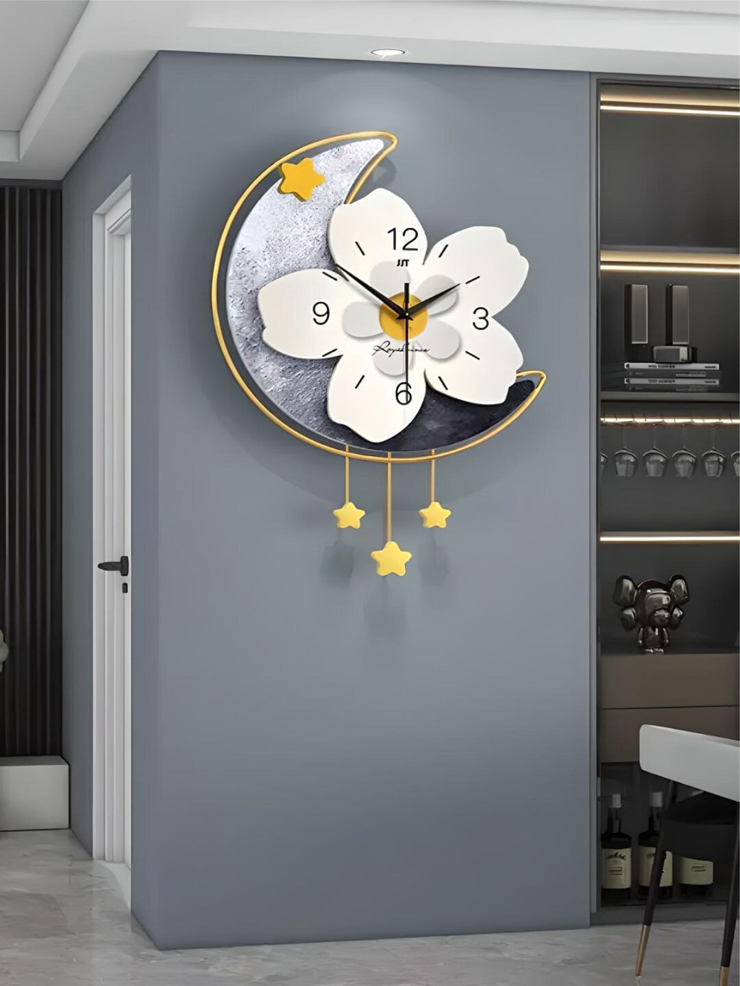 

The Art House Grey & White Textured Abstract Shaped Contemporary Wall Clock