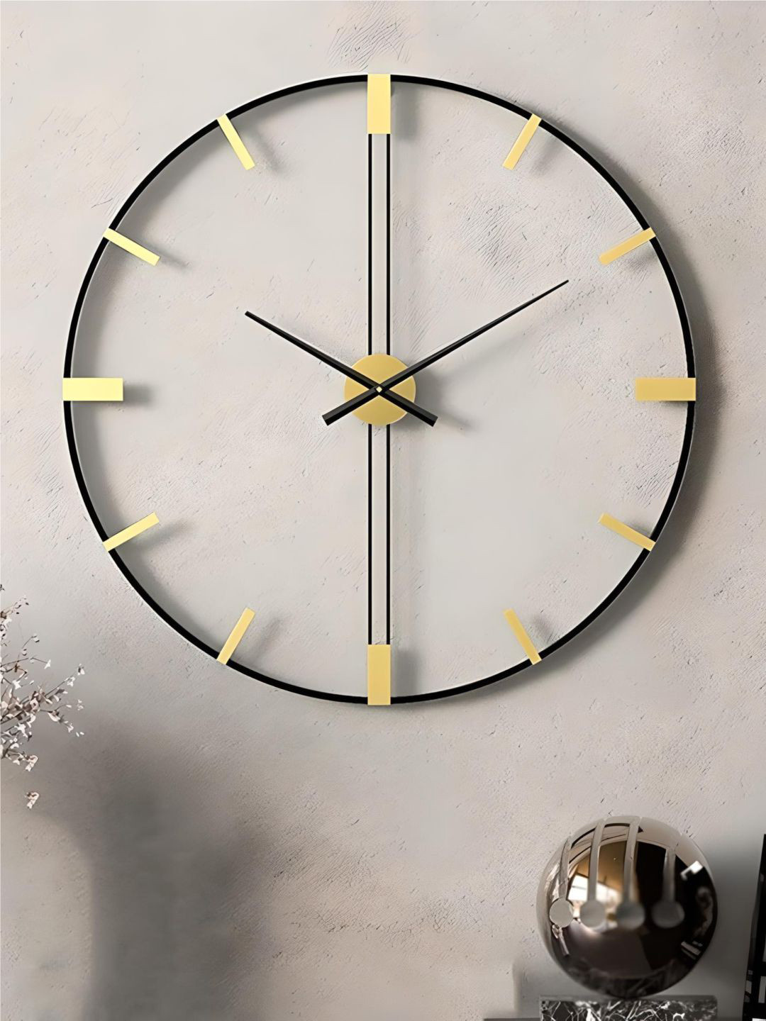 

The Art House Black & Gold Toned Textured Abstract Shaped Contemporary Wall Clock
