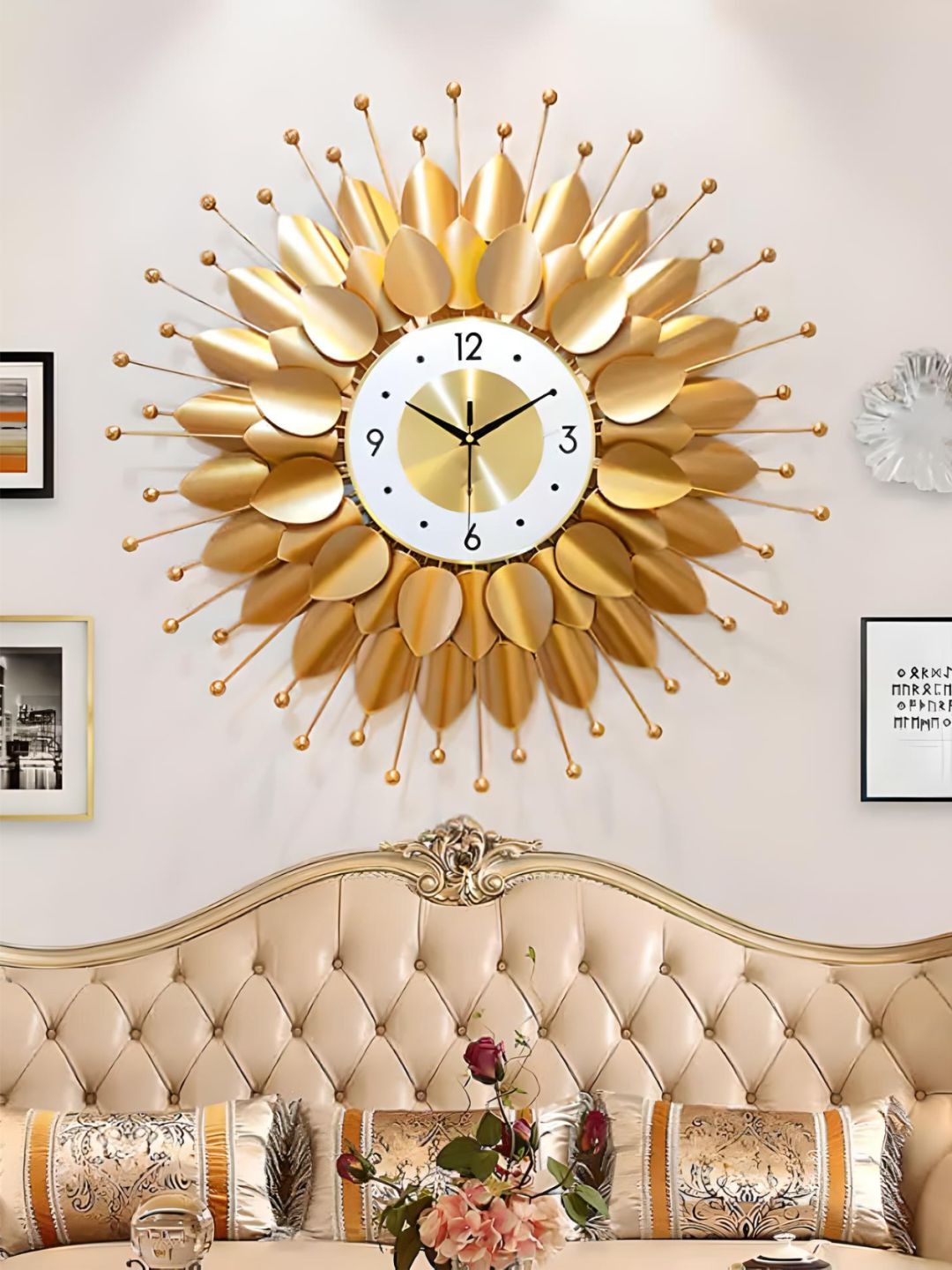 

The Art House Gold-Toned Abstract Shaped Textured Metal Wall Clock, Beige