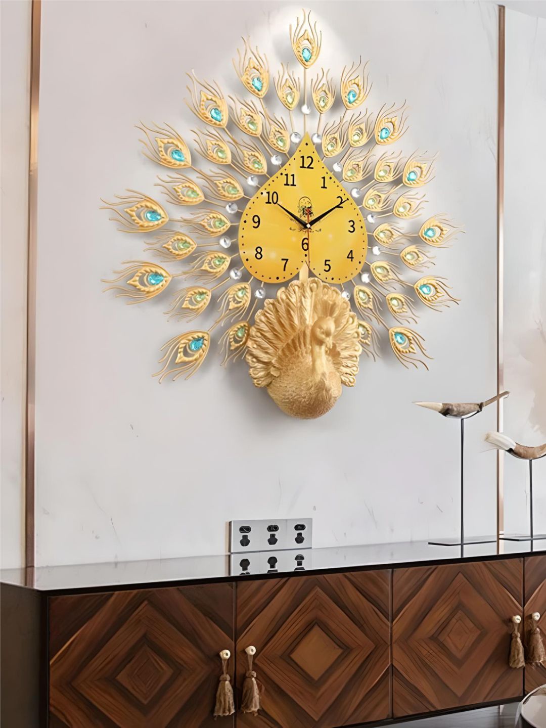 

The Art House Gold-Toned & Blue Abstract Shaped Metal Wall Clock