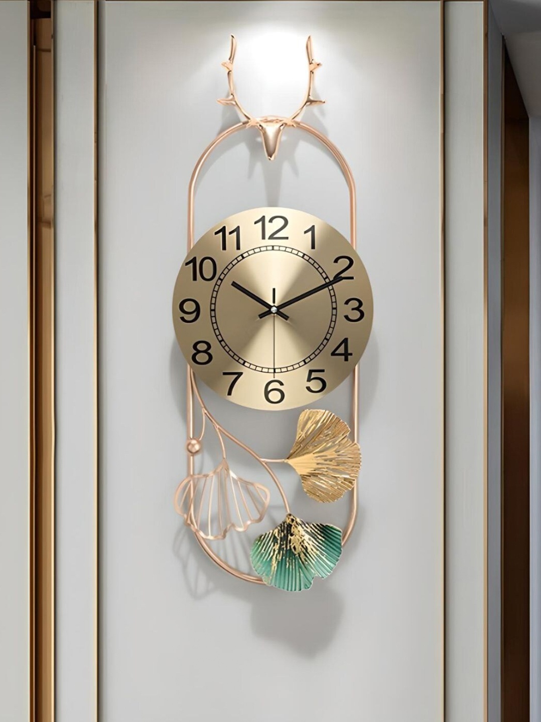 

The Art House Gold-Toned Oval Shaped Metal Wall Clock, Green