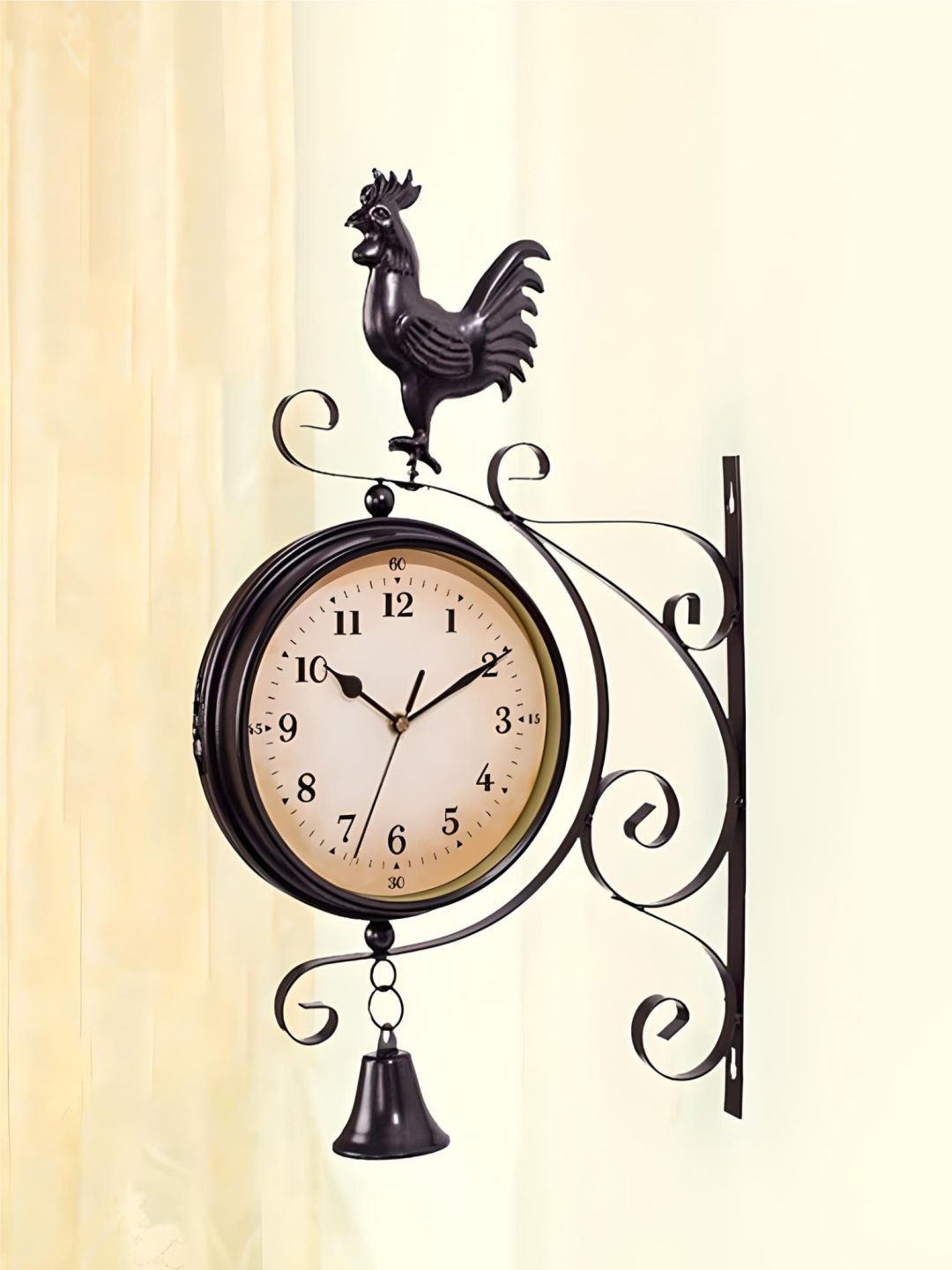 

The Art House Black Round Shaped Metal Wall Clock, Beige