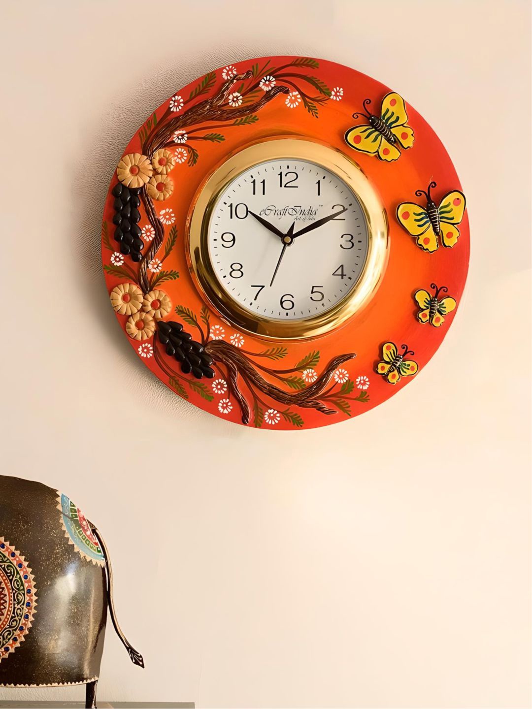 

The Art House Red & Yellow Round Shaped Metal Wall Clock