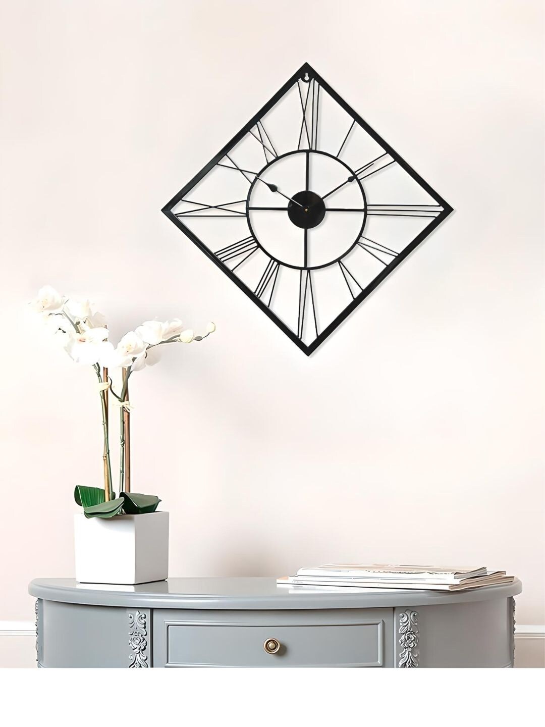 

The Art House Black Square Shaped Metal Wall Clock