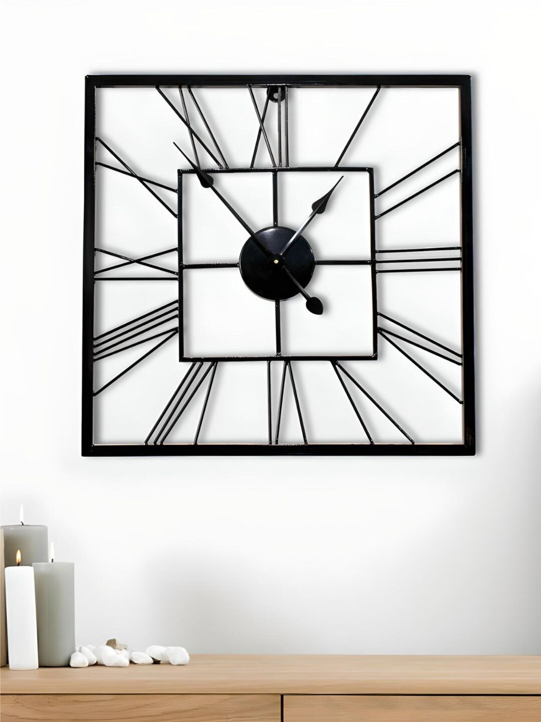 

The Art House Black Square Shaped Metal Wall Clock