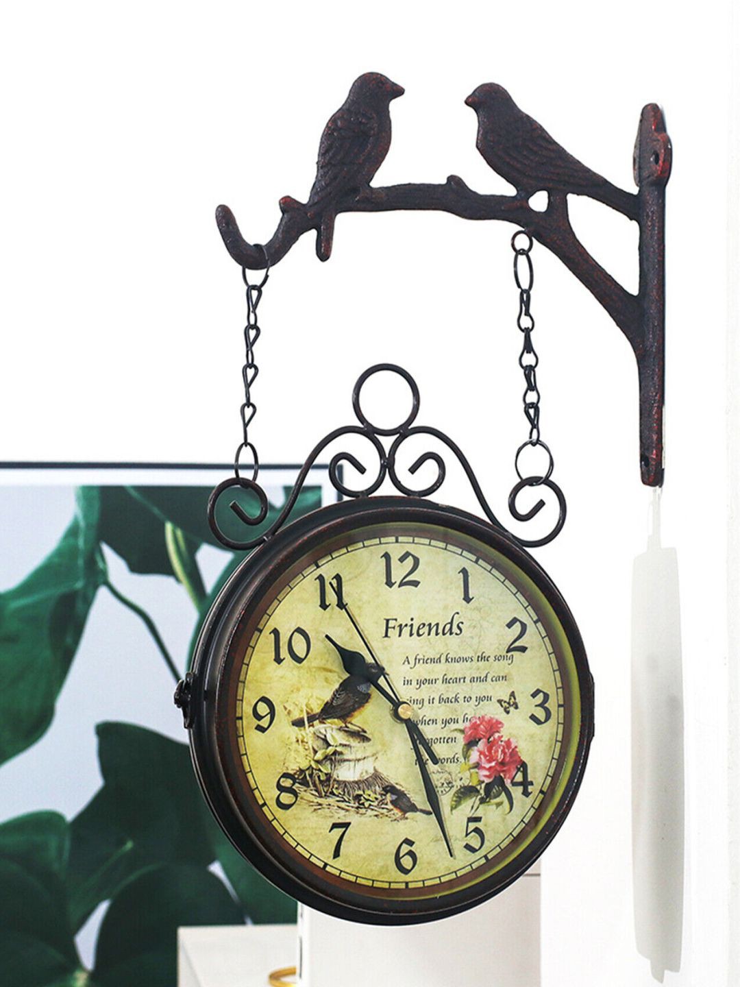 

The Art House Brown Round Shaped Metal Wall Clock