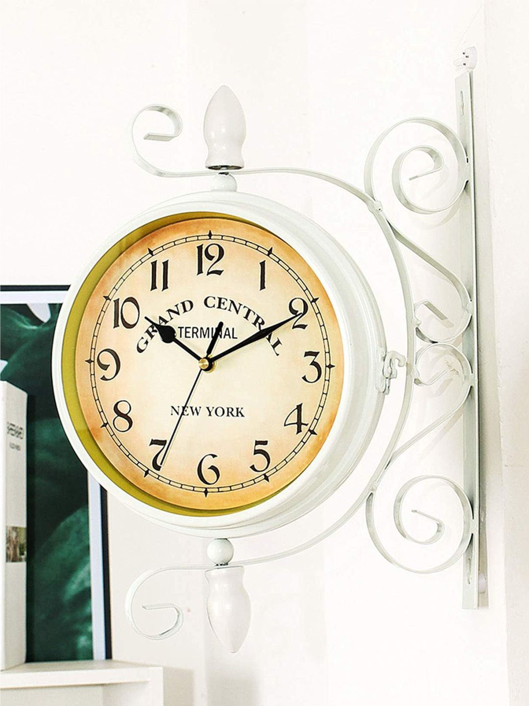 

The Art House White & Beige Round Shaped Metal Wall Clock