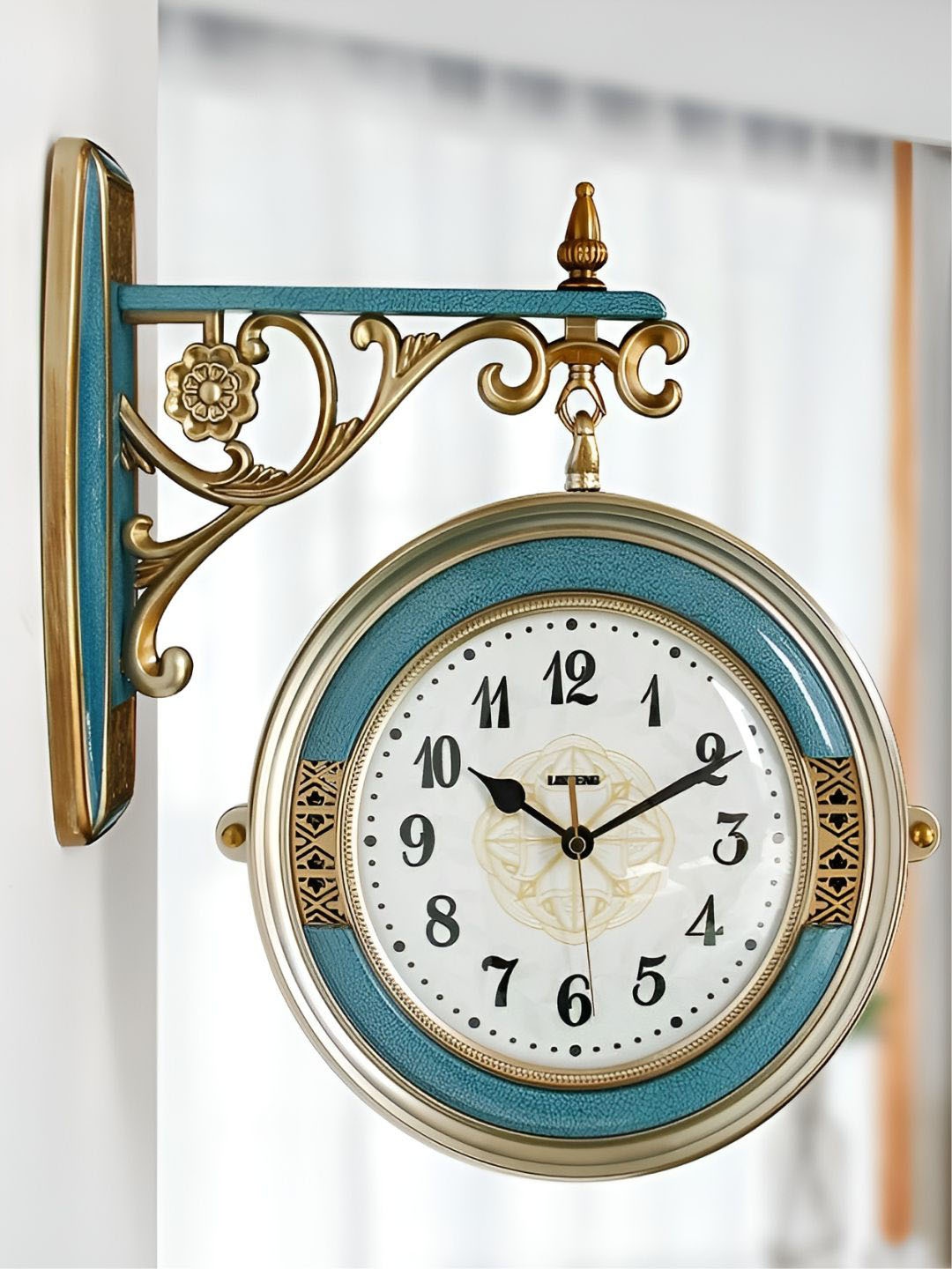 

The Art House Green & White Round Shaped Metal Wall Clock, Gold