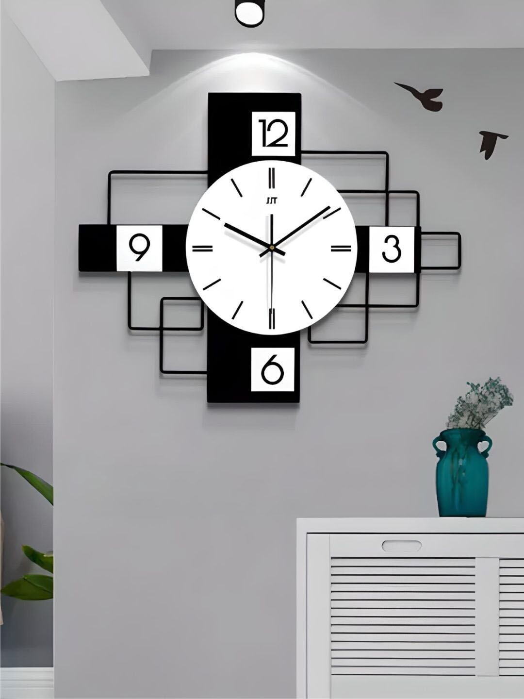 

The Art House White & Black Abstract Shaped Metal Wall Clock