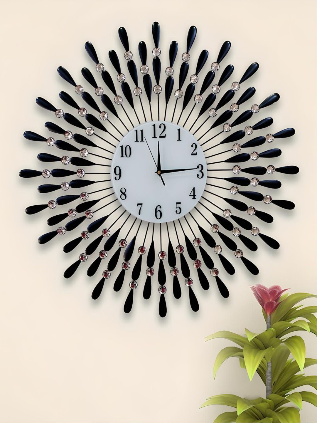 

The Art House White & Black Round Shaped Metal Wall Clock