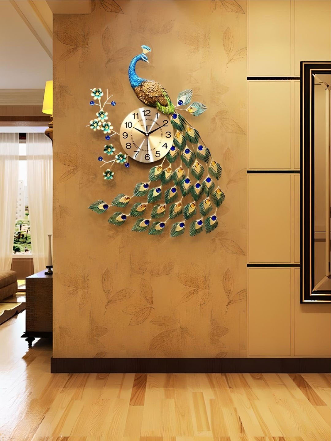 

The Art House Gold-Toned & Blue Bird Shaped Metal Wall Clock