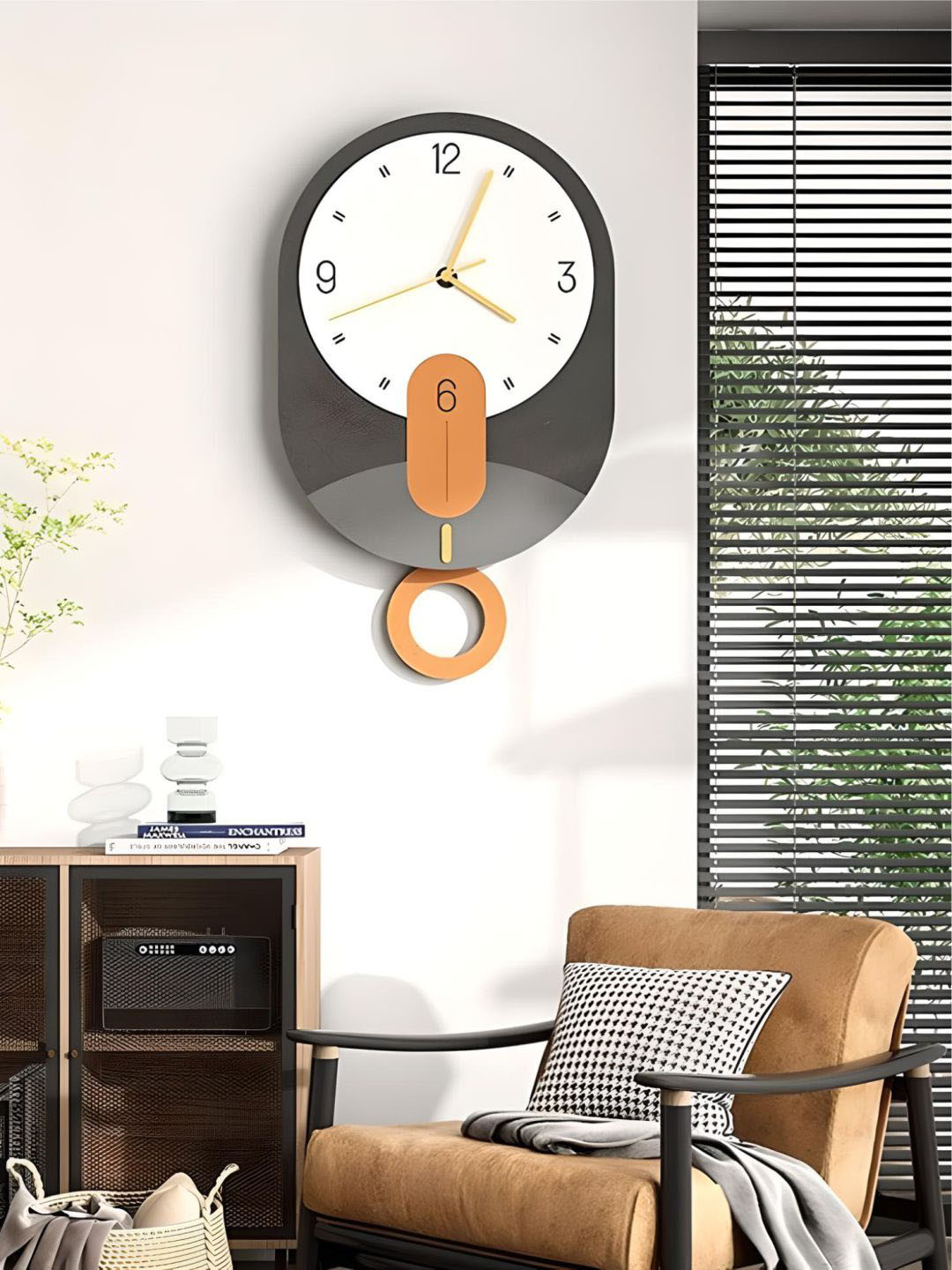 

The Art House White & Orange Oval Shaped Wall Clock
