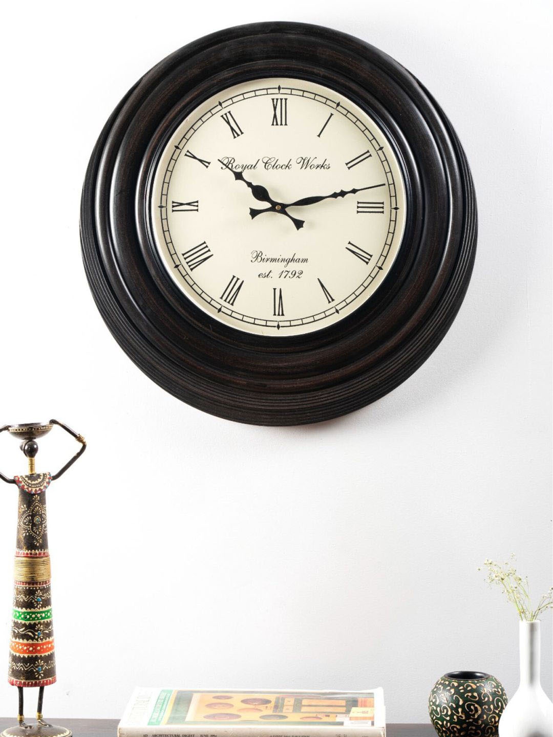 

The Art House Black Round Shaped Wall Clock