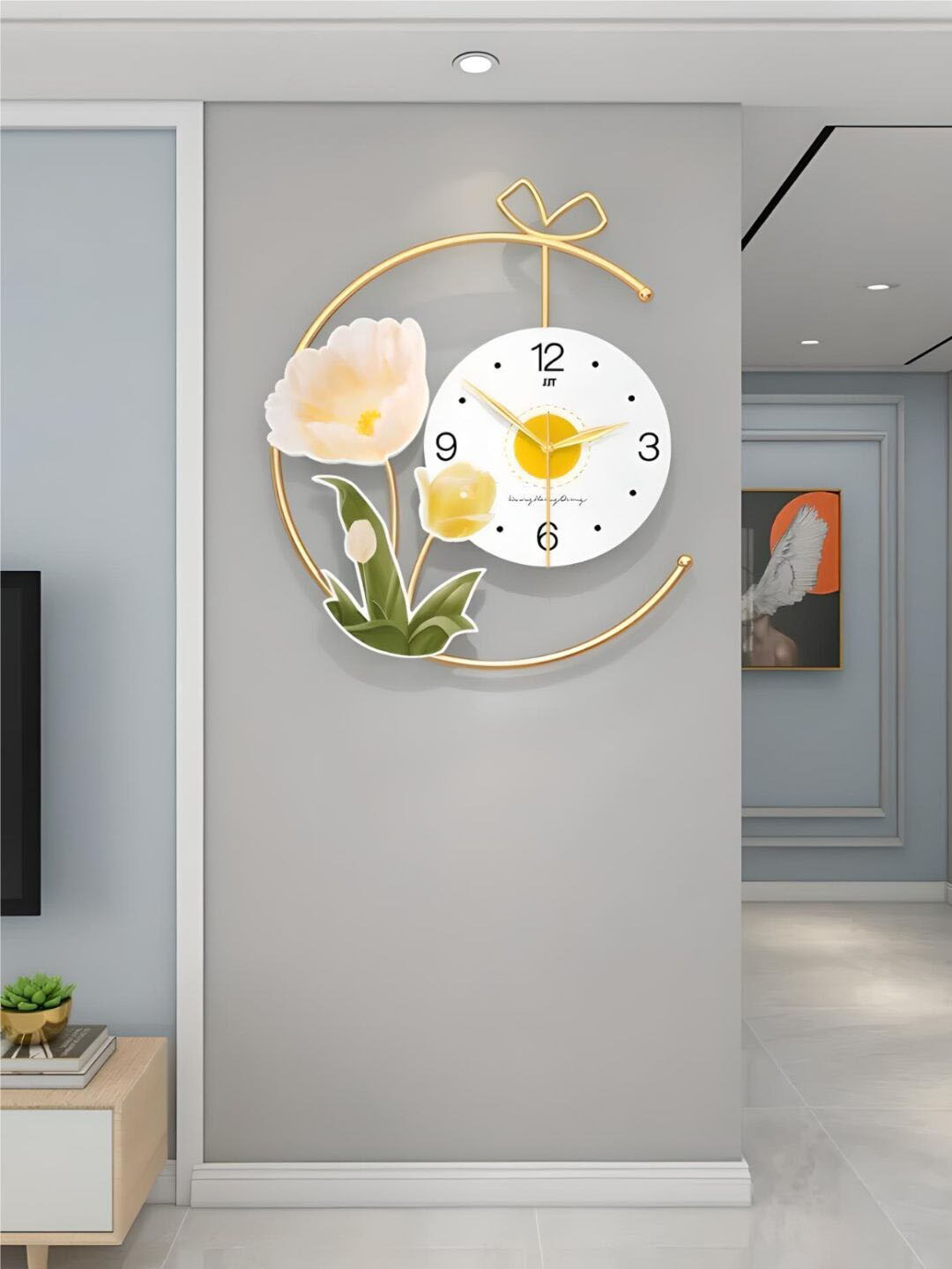 

The Art House White & Yellow Abstract Shaped Wall Clock, Gold