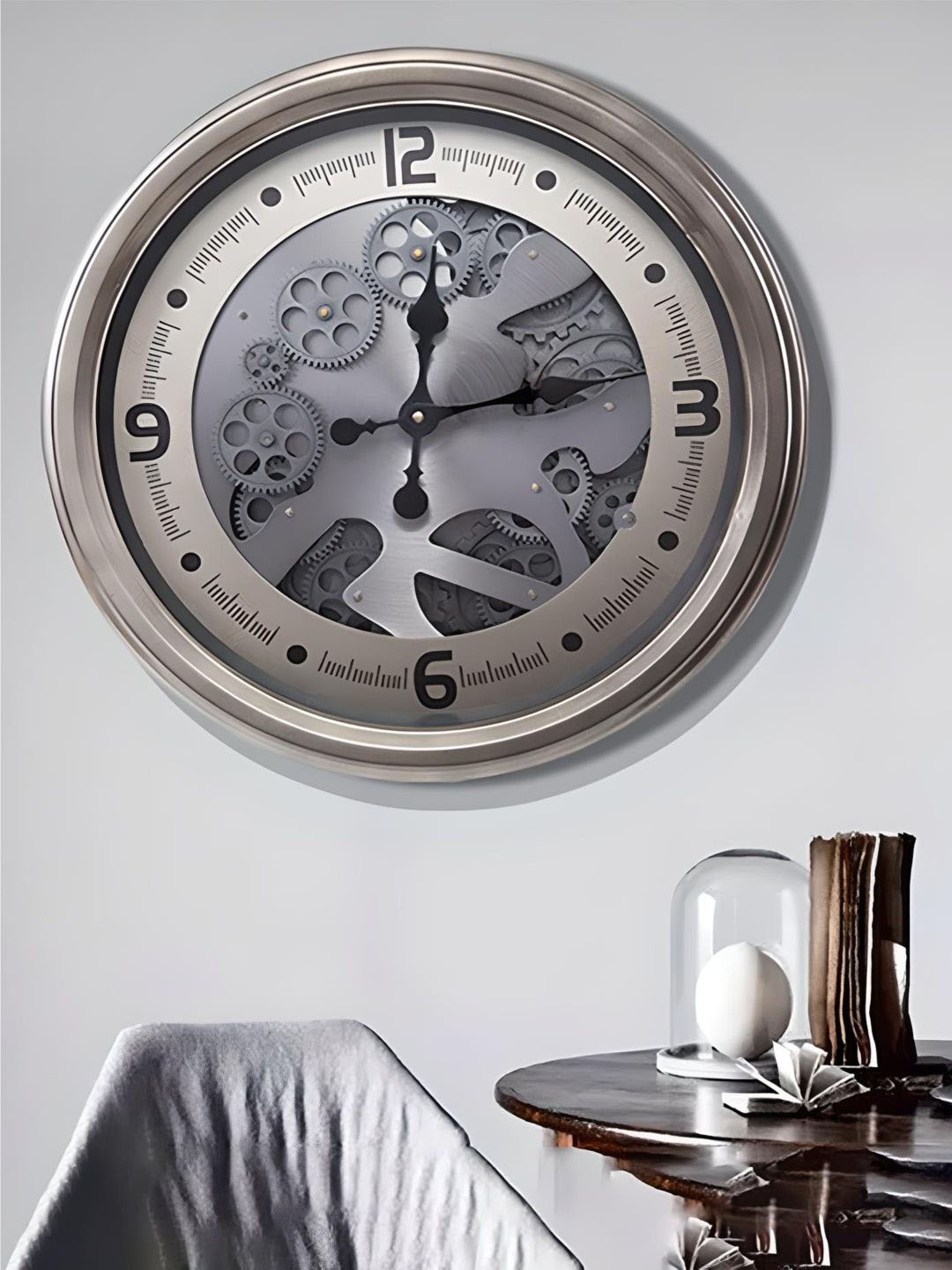 

The Art House Grey Round Shaped Wall Clock, Silver