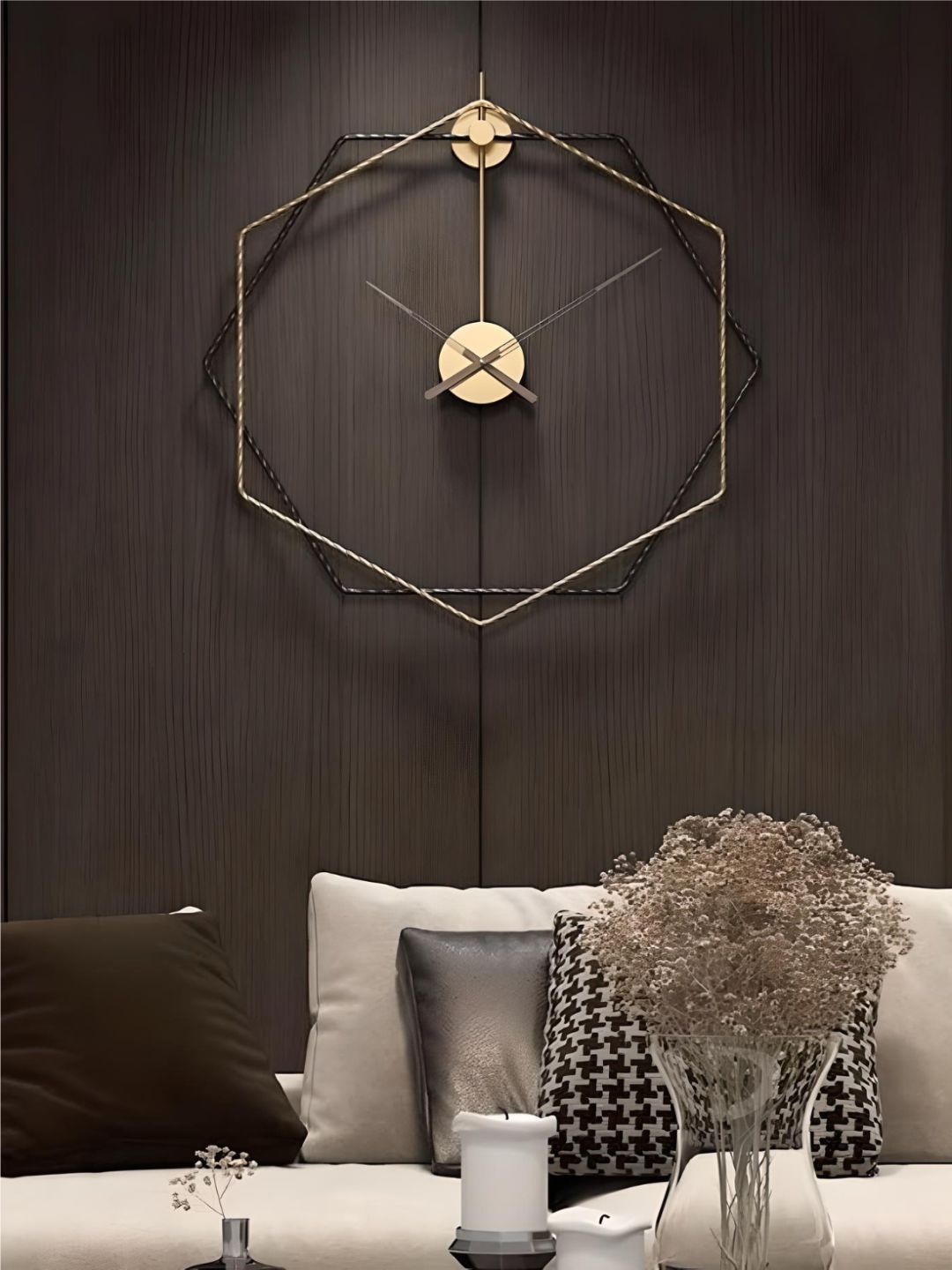 

The Art House Gold Toned Geometric Shaped Wall Clock