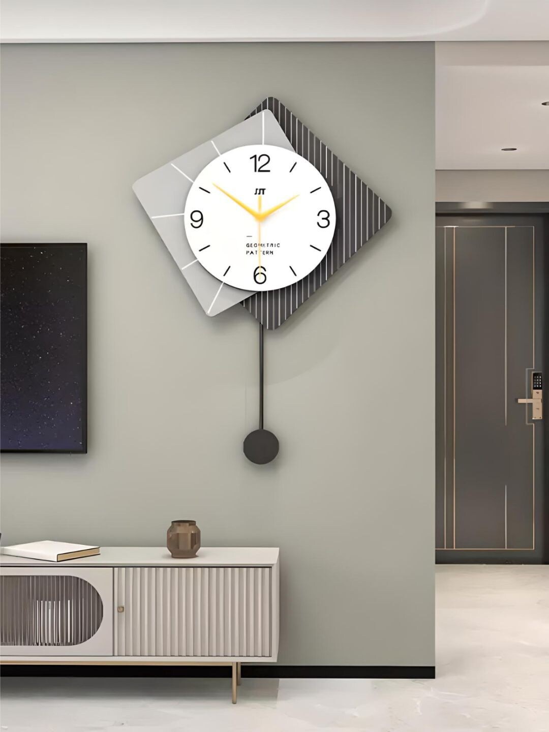 

The Art House Grey & Black Geometric Shaped Wall Clock