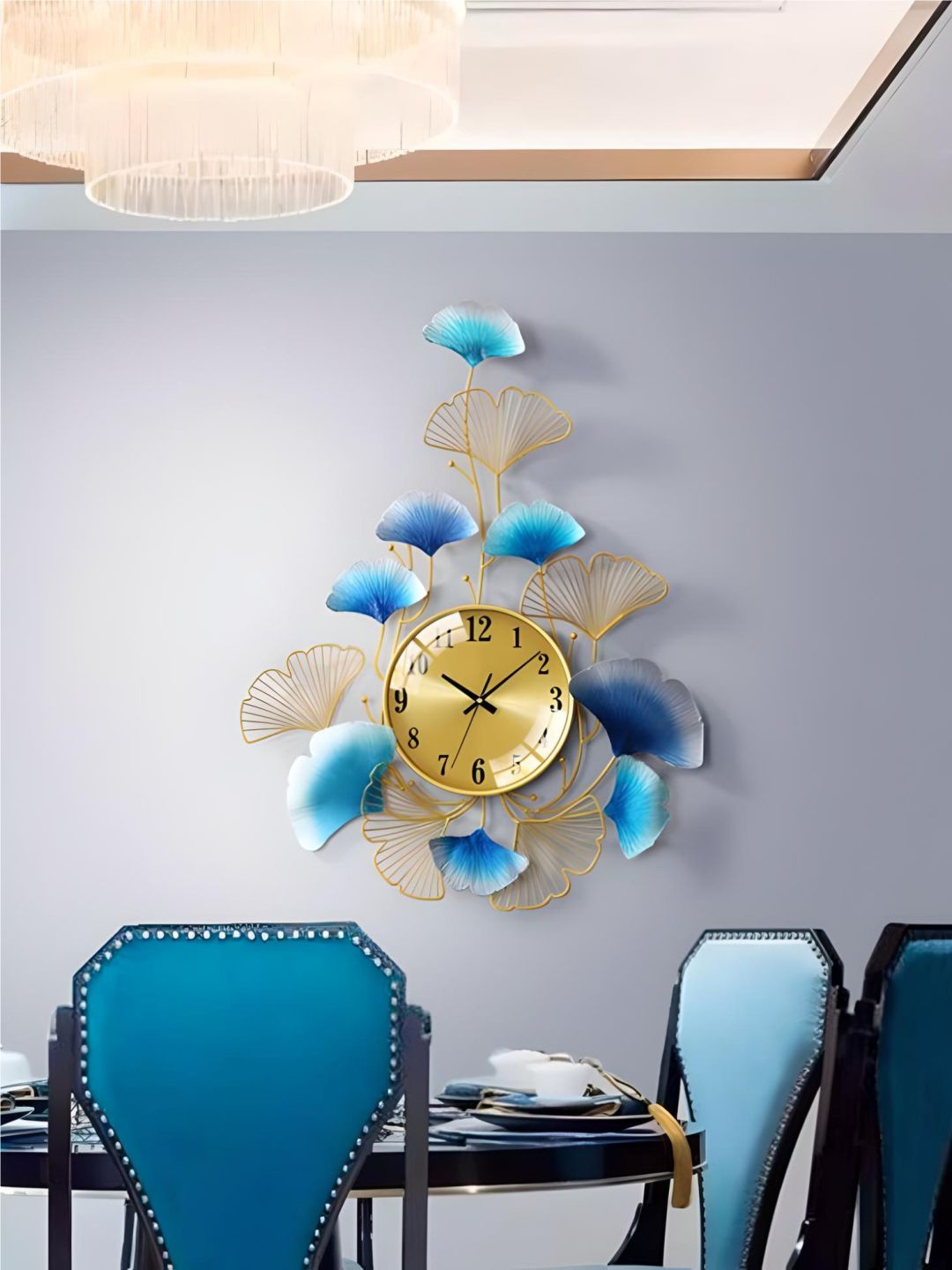 

The Art House Gold Toned Abstract Shaped Wall Clock, Blue