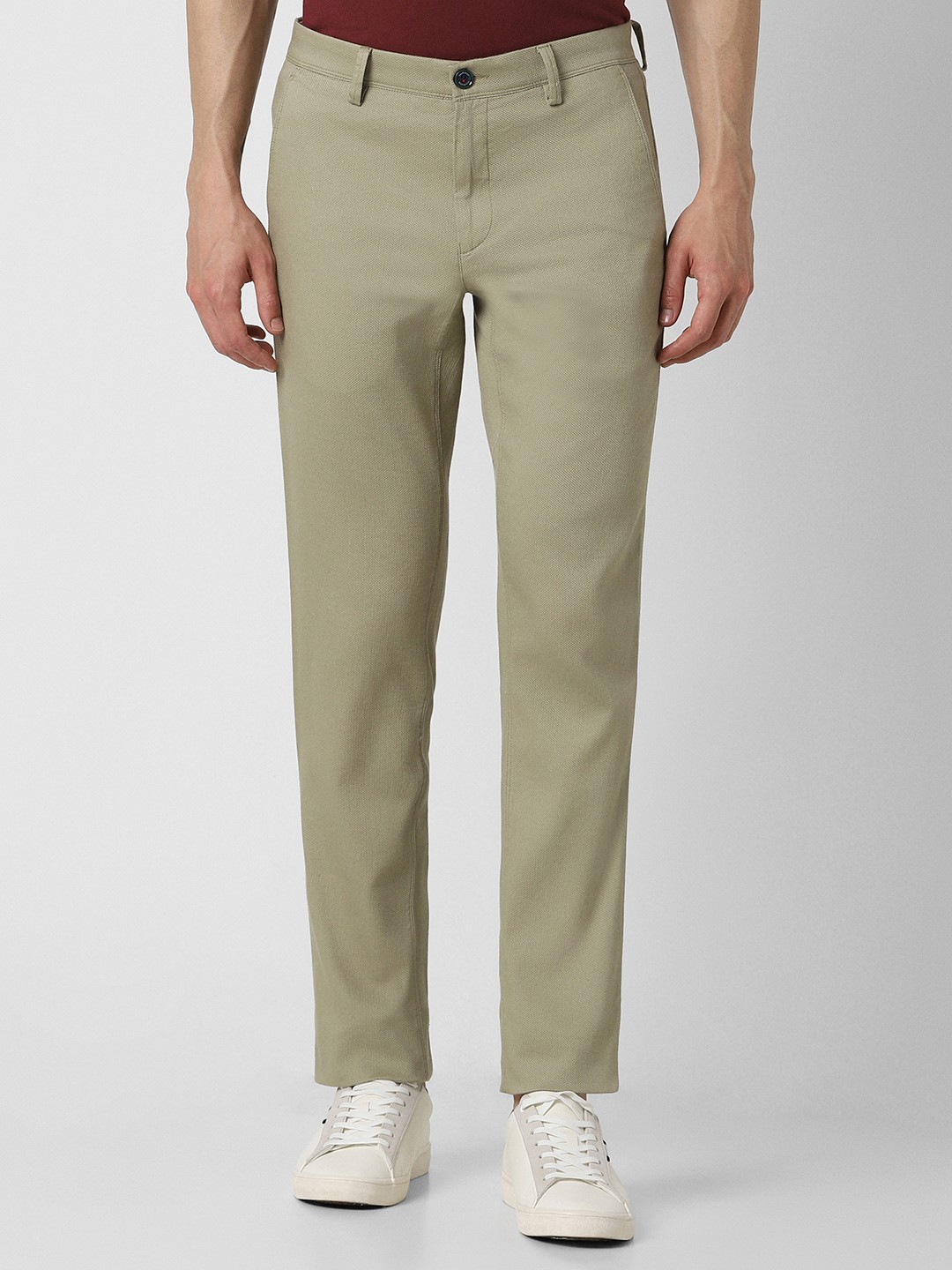 

Van Heusen Sport Men Textured Slim Fit Pure Cotton Trousers, Green