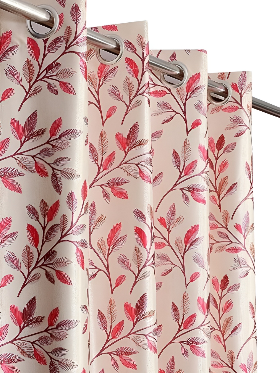 

Curtain King Small Leaves Maroon & Red 2Pcs Floral Regular Long Door Curtain