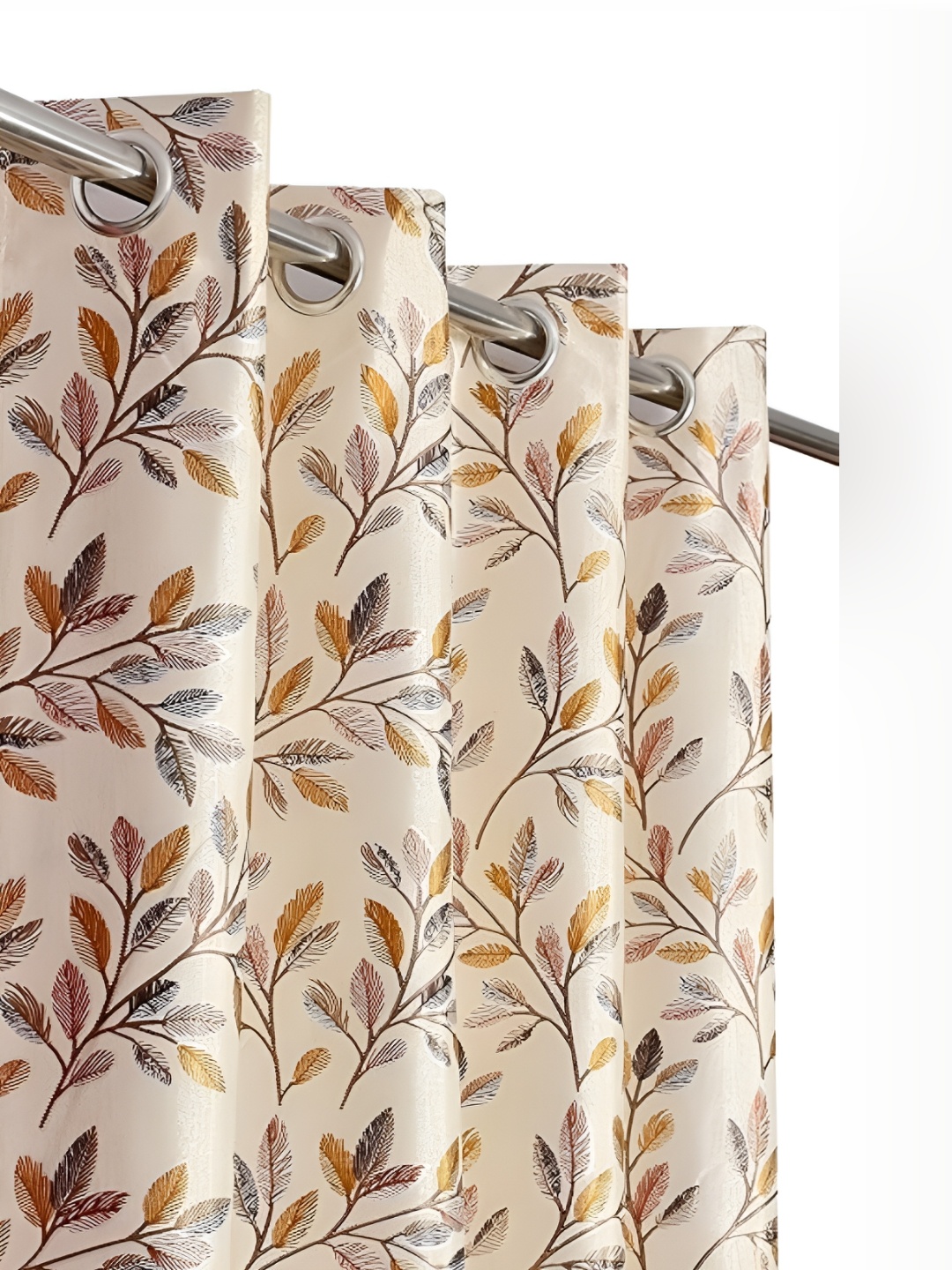 

Curtain King Small Leaves Coffee Brown & Yellow 2Pcs Floral Regular Window Curtain