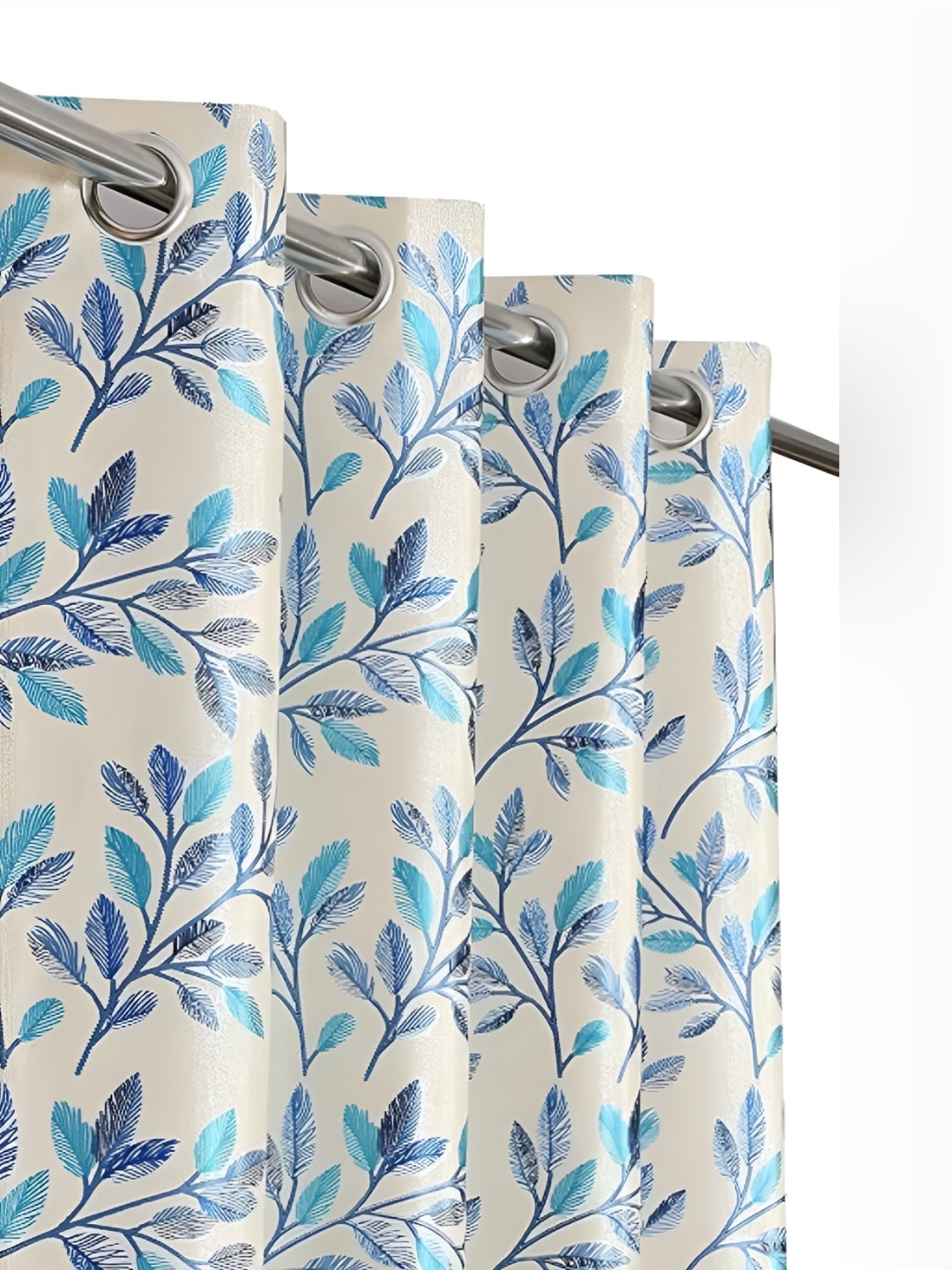

Curtain King Small Leaves Blue & Green 2Pcs Floral Regular Window Curtain