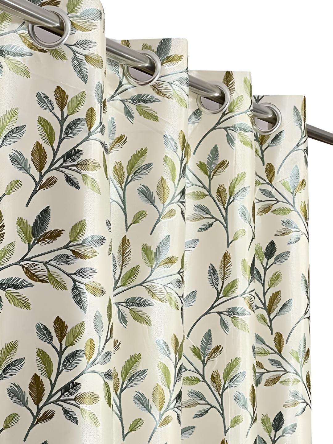 

Curtain King Small Leaves Green & Teal Blue 2Pcs Floral Regular Window Curtain