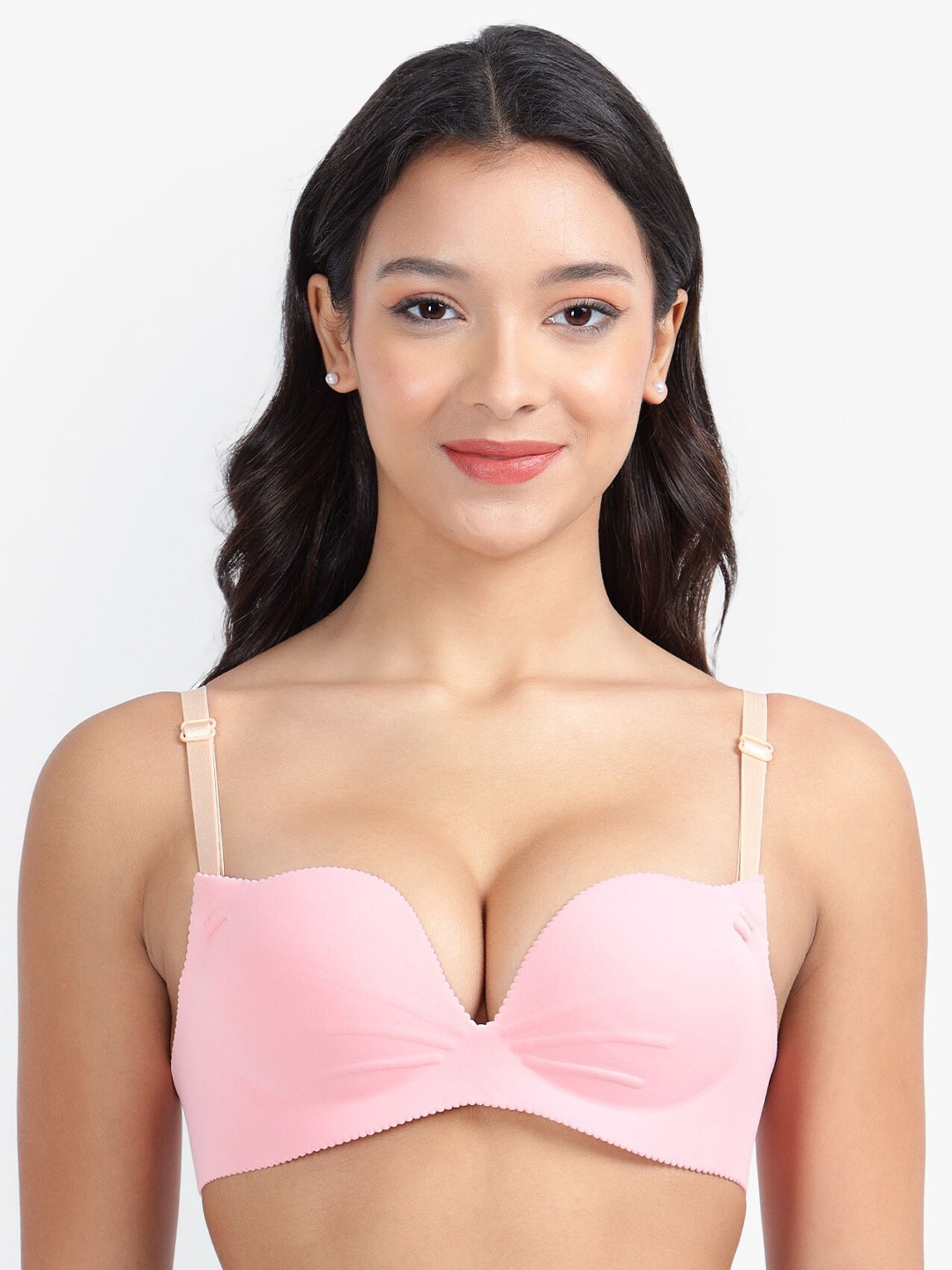 

PARKHA Half Coverage Heavily Padded Push Up Bra with Organic, Pink