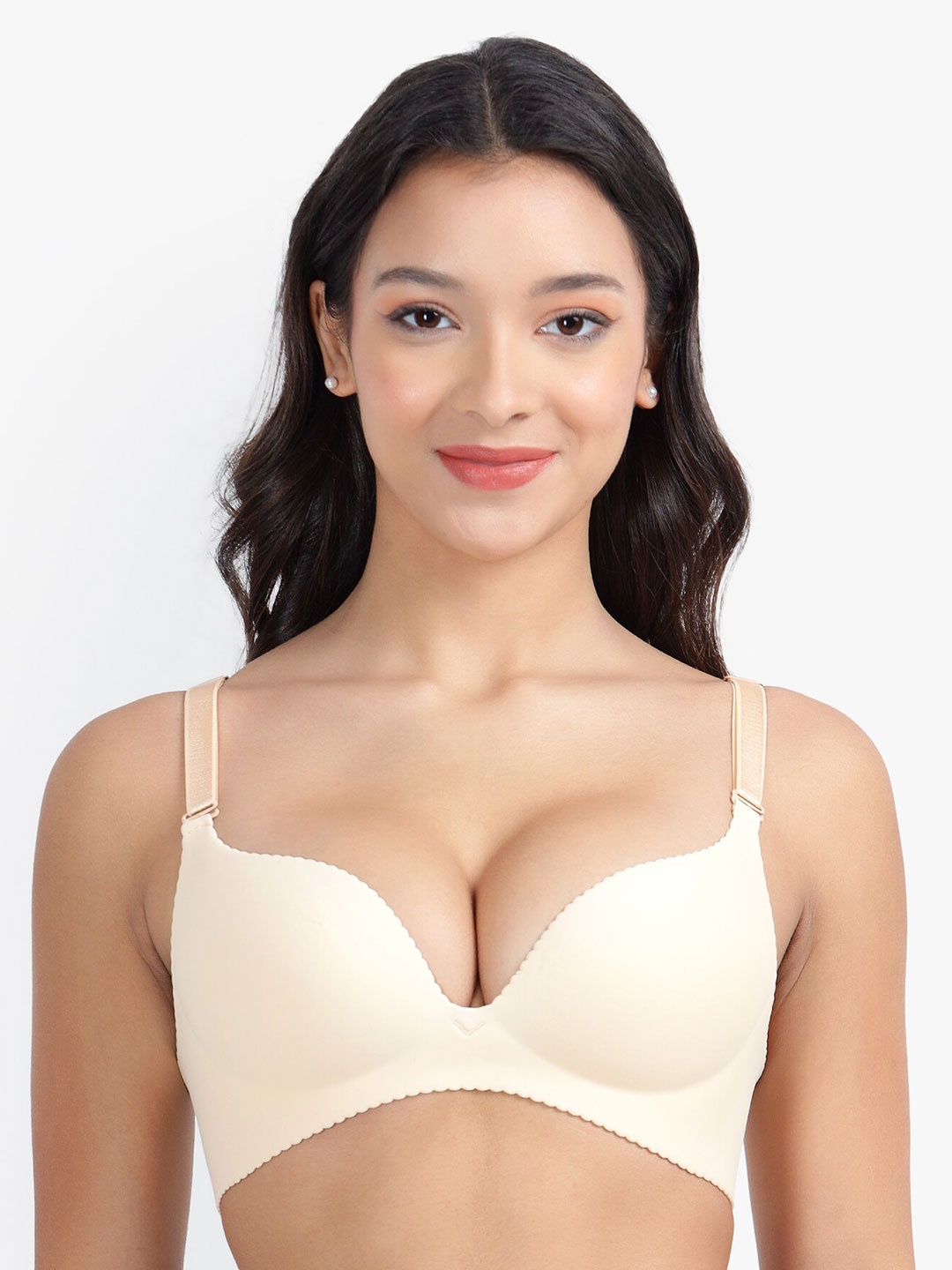 

PARKHA Half Coverage Heavily Padded Push Up Bra with Organic, Beige