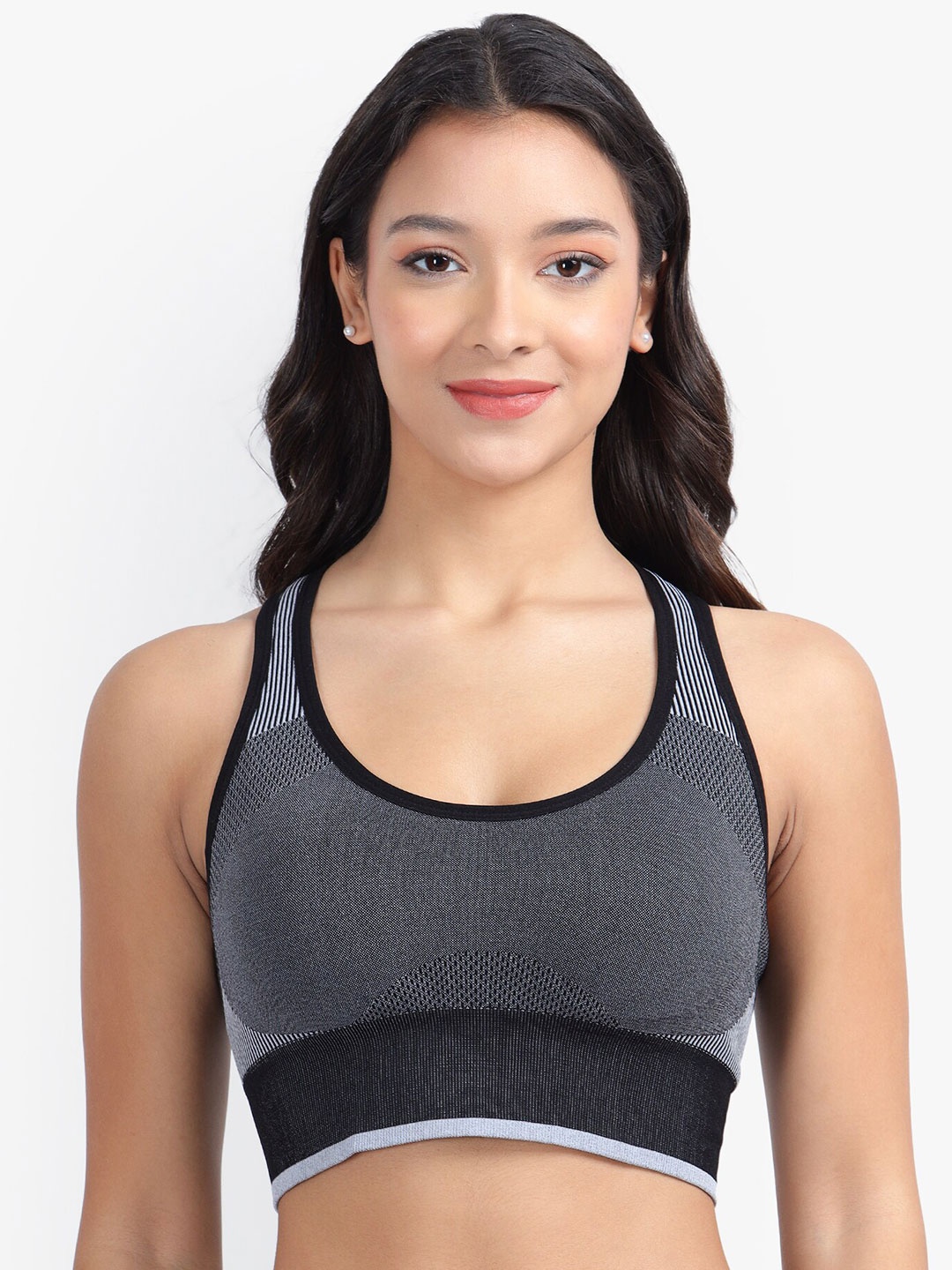 

PARKHA Full Coverage Heavily Padded Anti Odour Workout Bra with 360 degree Comfort, Charcoal