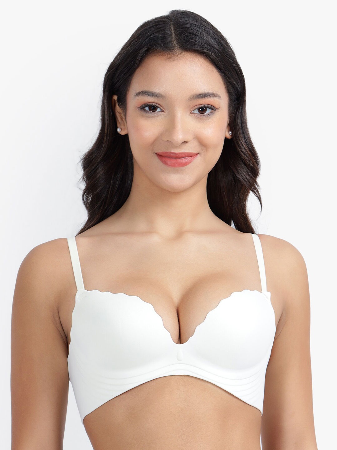 

PARKHA Half Coverage Heavily Padded Organic Push-Up Bra, White