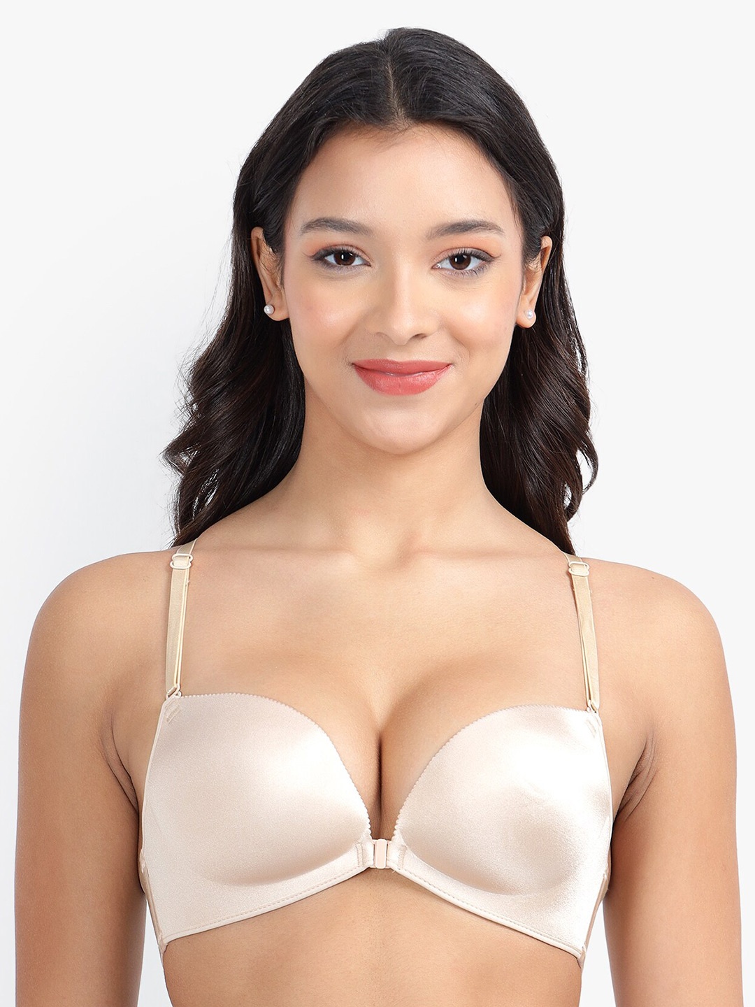

PARKHA Non Wired Heavily Padded Side Shaper Plunge Bra, Beige