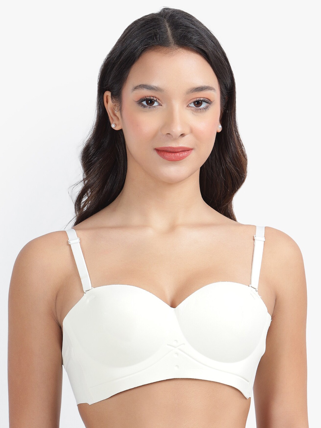 

PARKHA Medium Coverage Heavily Padded Balconette Bra with Organic, White