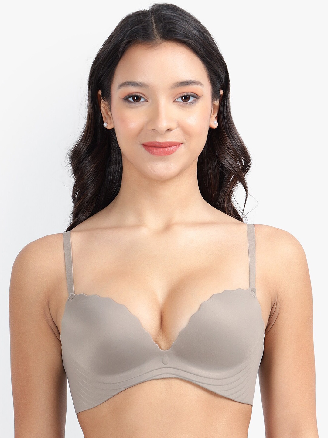 

PARKHA Half Coverage Heavily Padded Push Up Bra with Organic, Grey