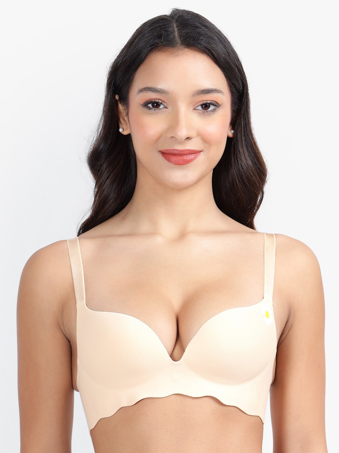 

PARKHA Textured Medium Coverage Heavily Padded Push-Up Bra With Organic, Beige