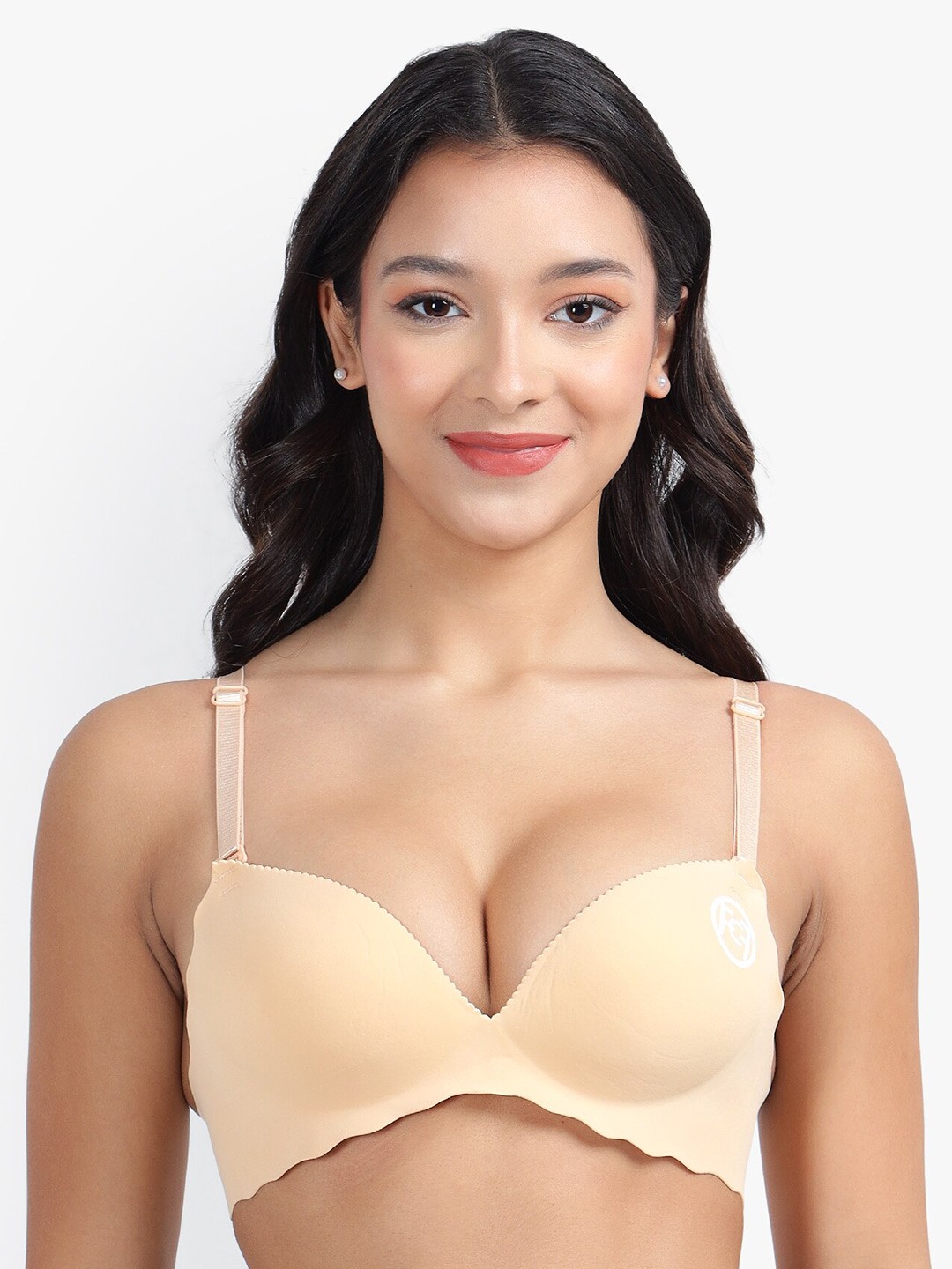 

PARKHA Half Coverage Heavily Padded Organic Push-Up Bra, Beige
