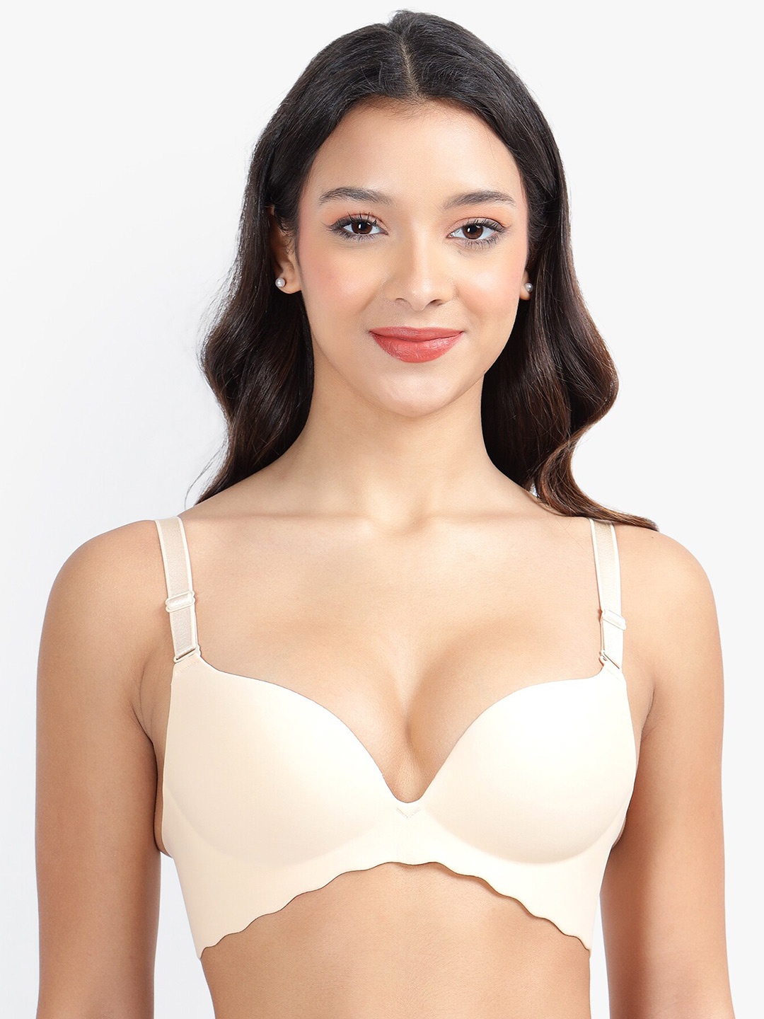 

PARKHA Half Coverage Heavily Padded Organic Push-Up Bra, Beige